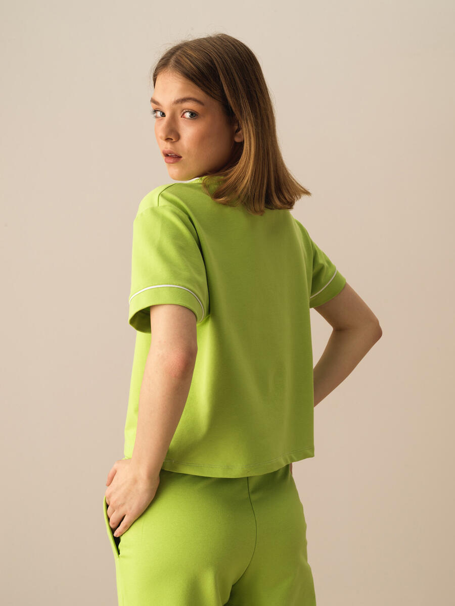 Yeşil Regular Fit Pamuklu Tişört - 3