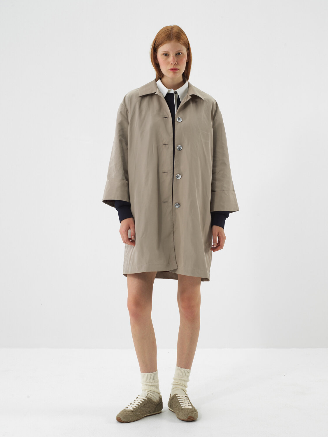 Naturel Formunu Koruyan Oversize Trençkot - Xint