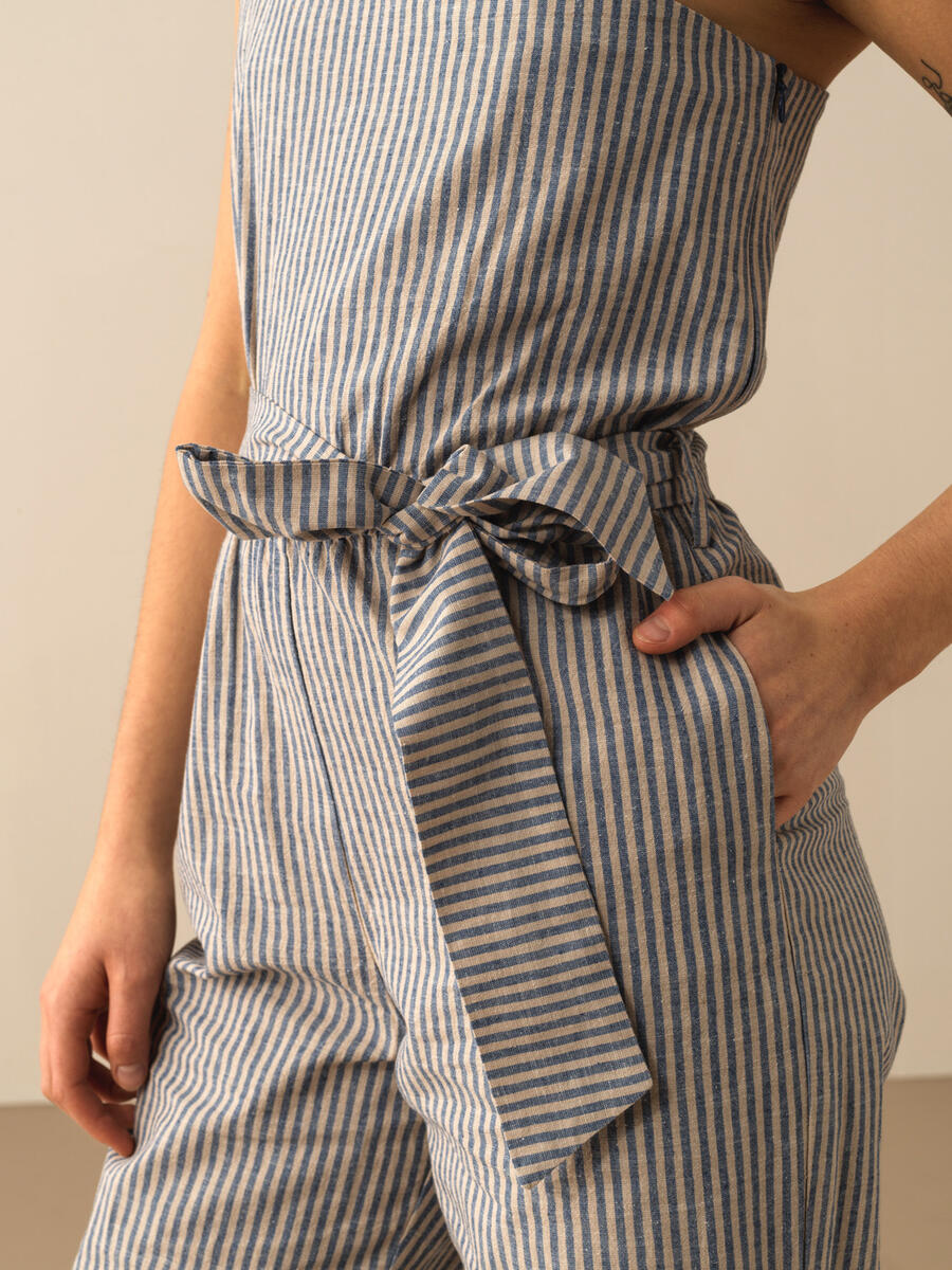 Lacivert Oversize Keten Tulum