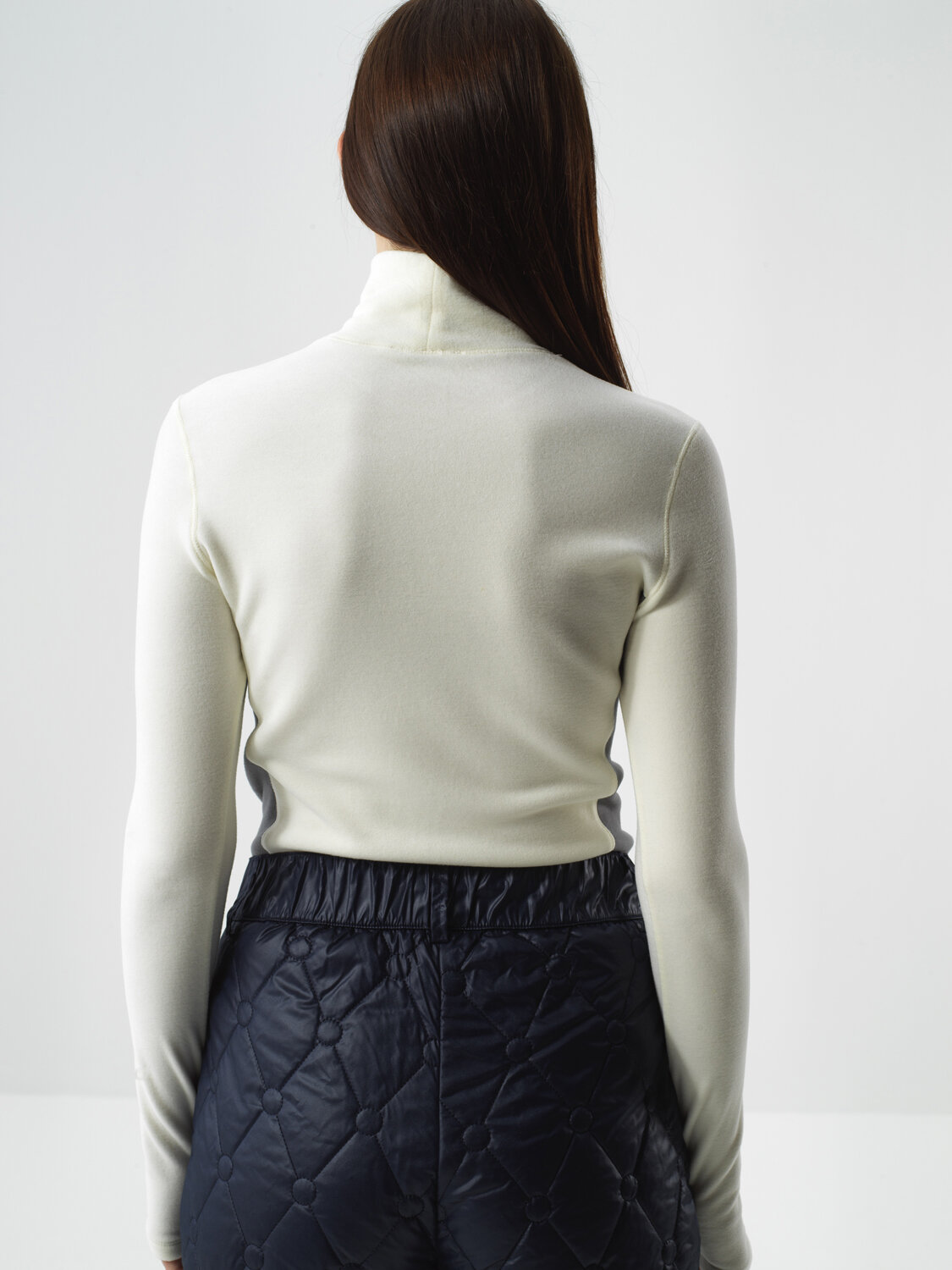 Ekru Yumuşak Polar Yüzeyli Slim Fit Uzun Kollu Tişört - Xint