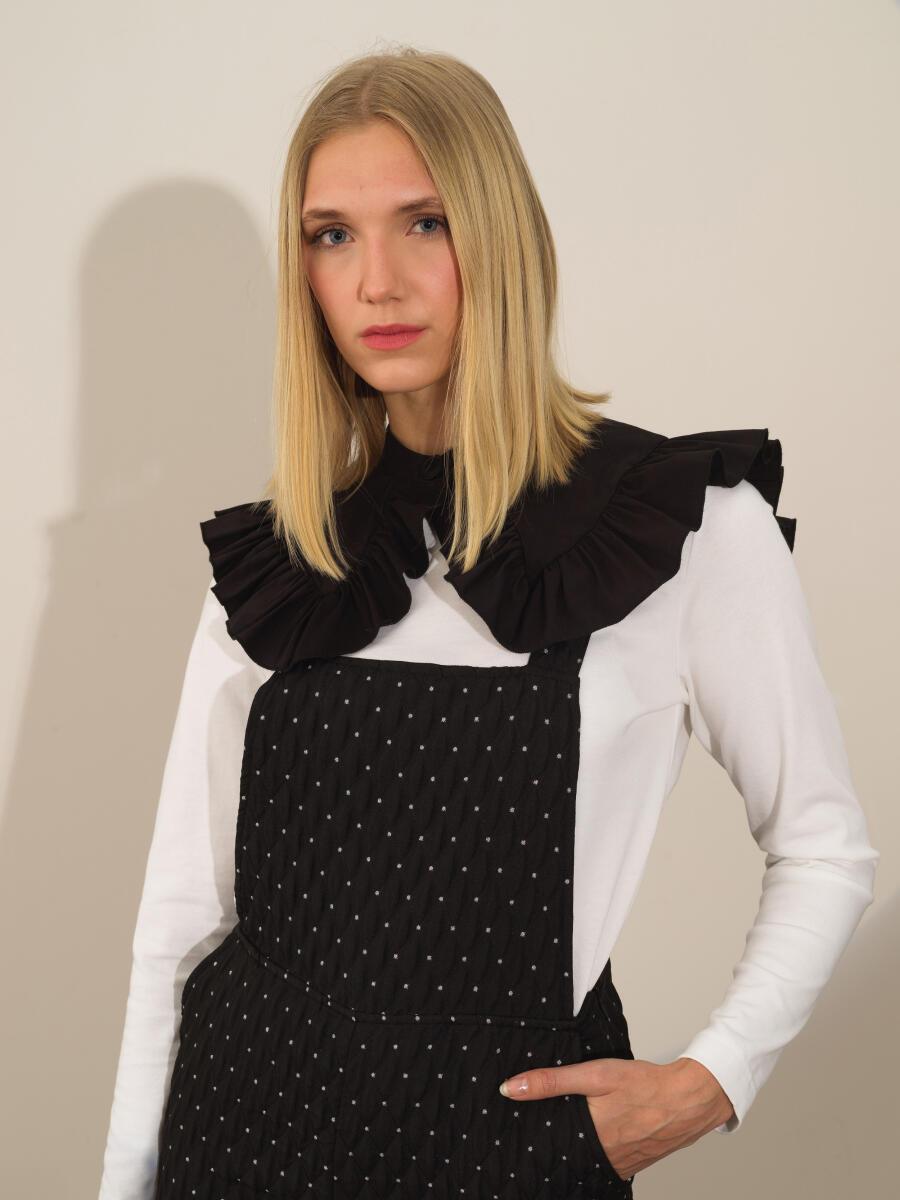 Siyah Pamuk Dokulu Oversize Yakalık - 2