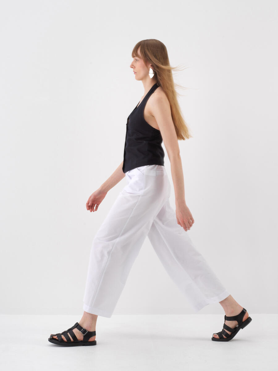 Siyah Regular Fit Keten Yelek - 3
