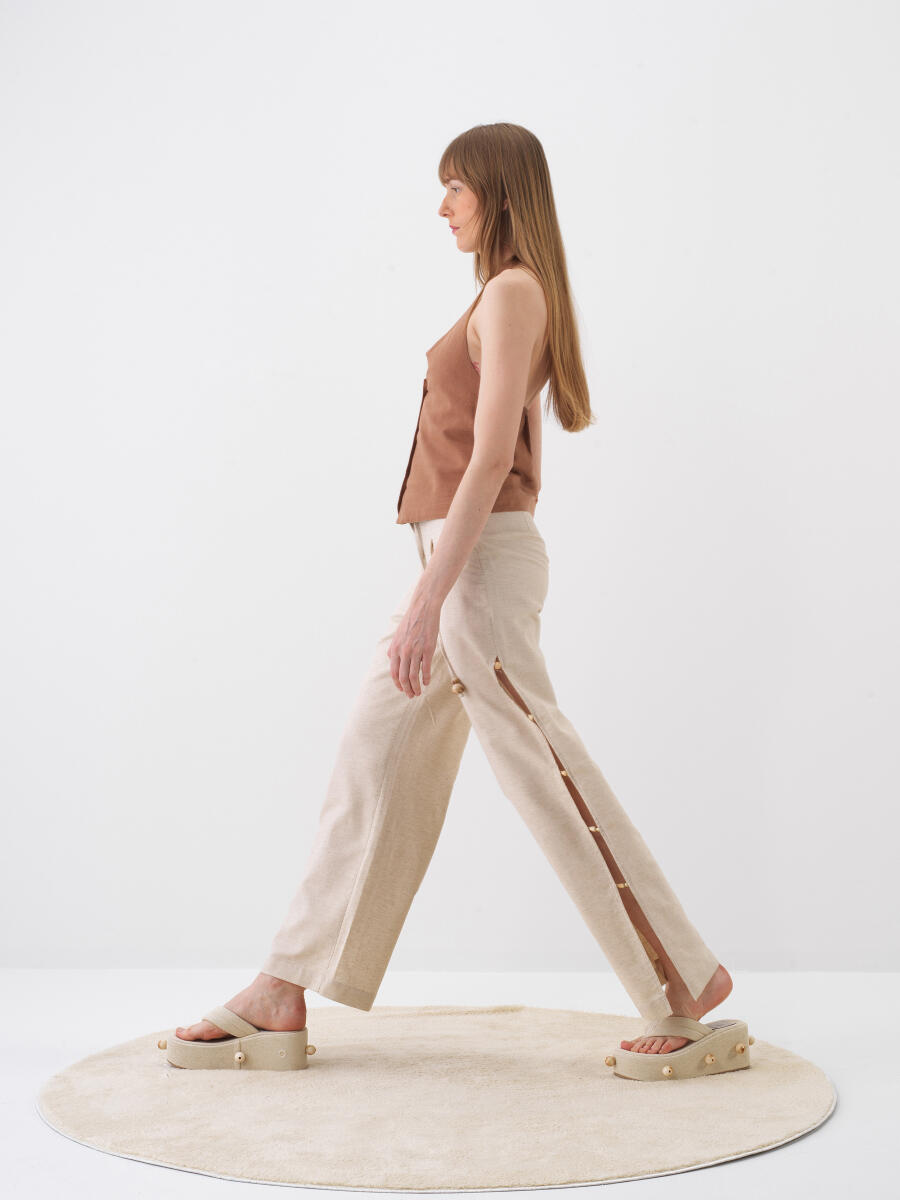 Vizon Regular Fit Keten Yelek - 3