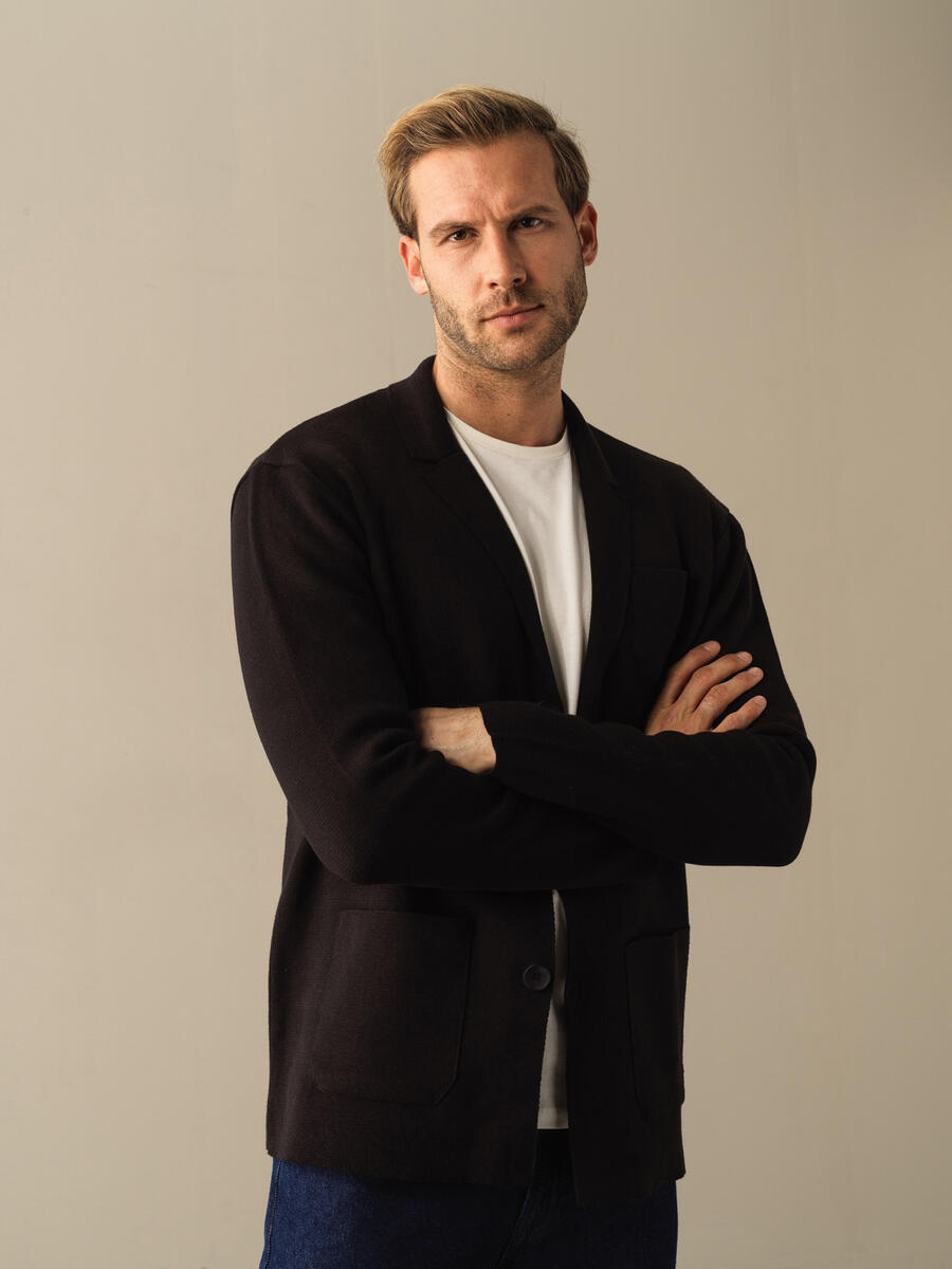 Cotton Buttoned Regular Fit Knitted Jacket