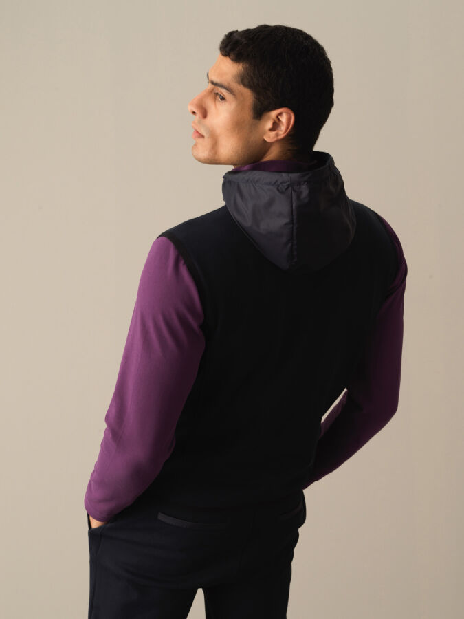 Hooded Cotton Regular Fit Vest - Xint