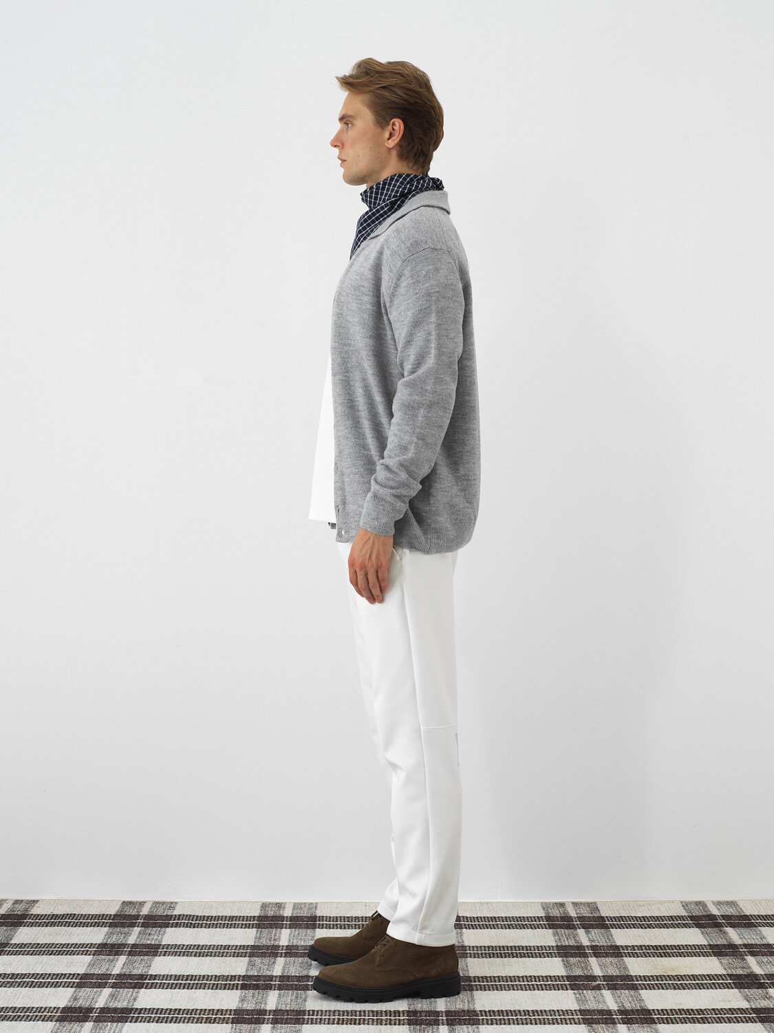 Gray Soft Texture Regular Fit Cardigan - Xint