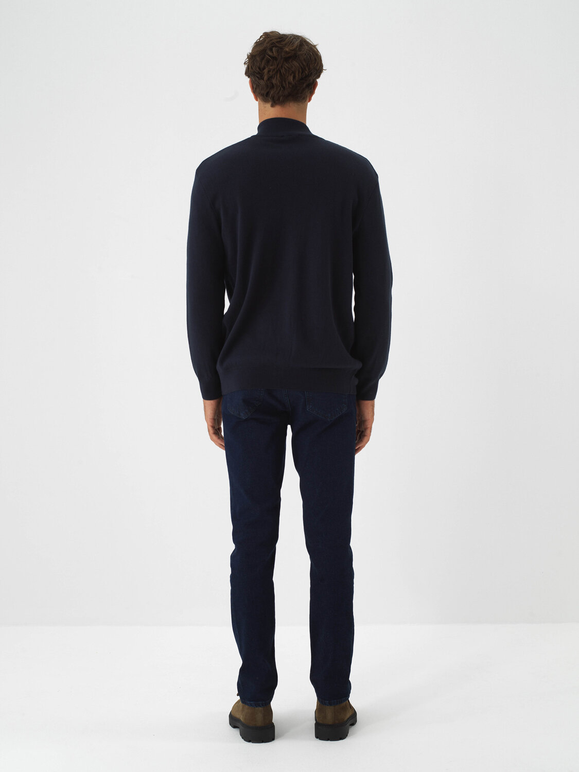 Navy Blue Cotton Textured Regular Fit Cardigan - Xint