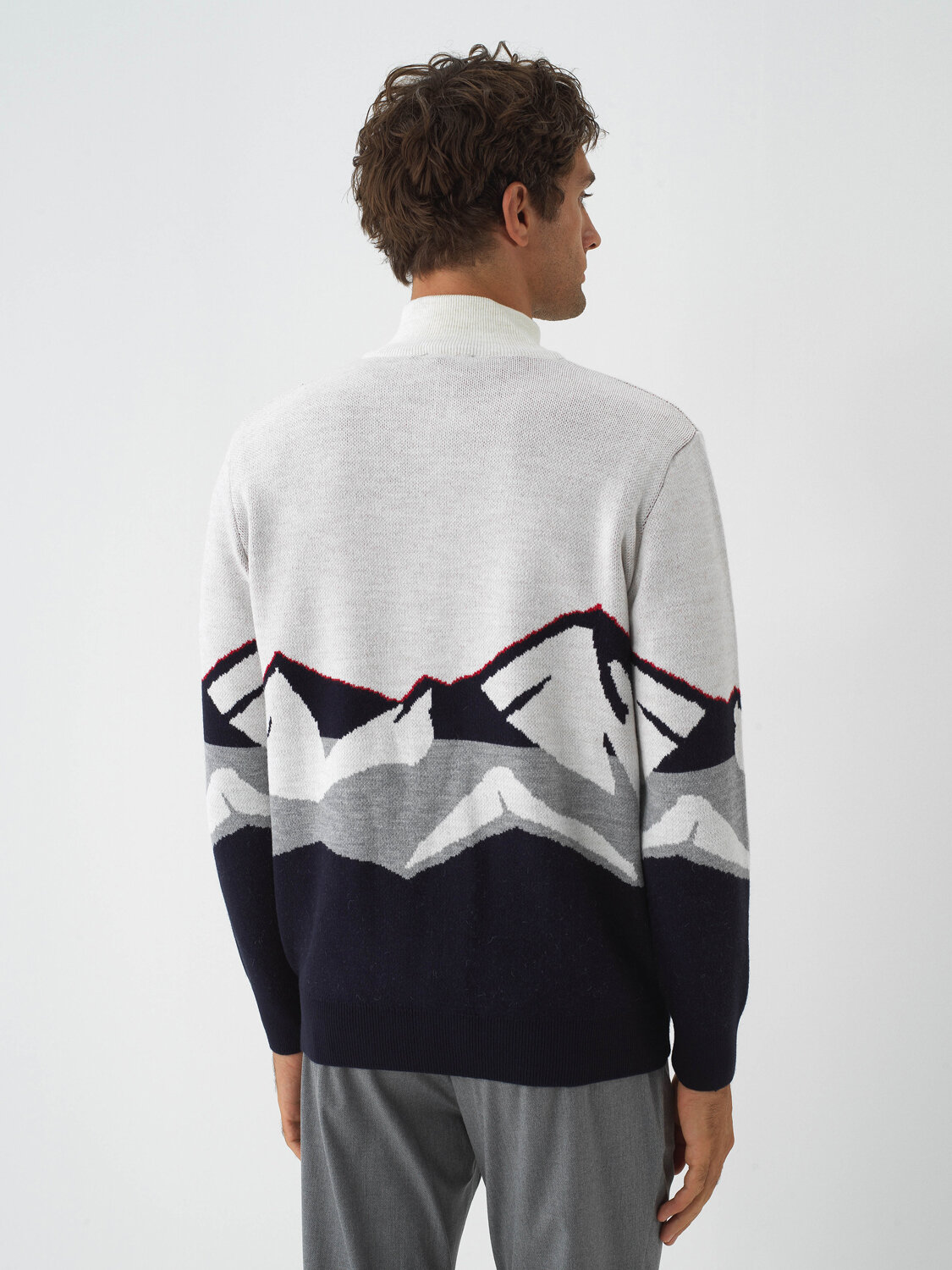 Navy Blue Natural Wool Textured Regular Fit Cardigan - Xint