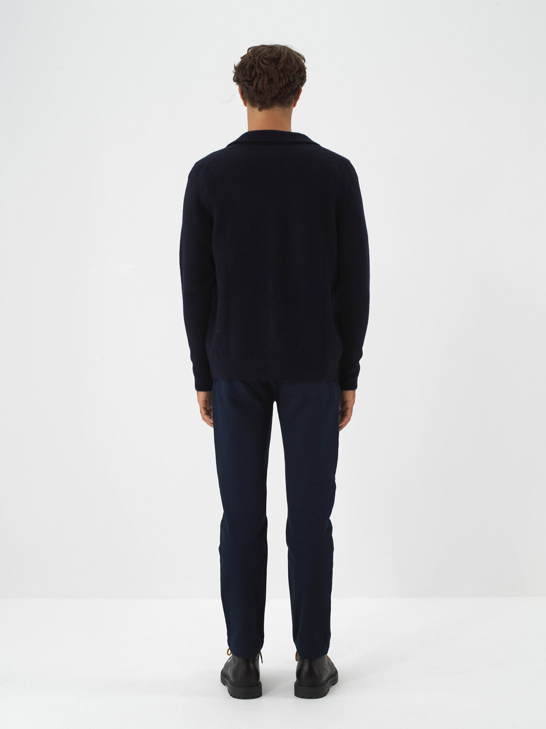 Navy Blue Soft Texture Regular Fit Cardigan - Xint