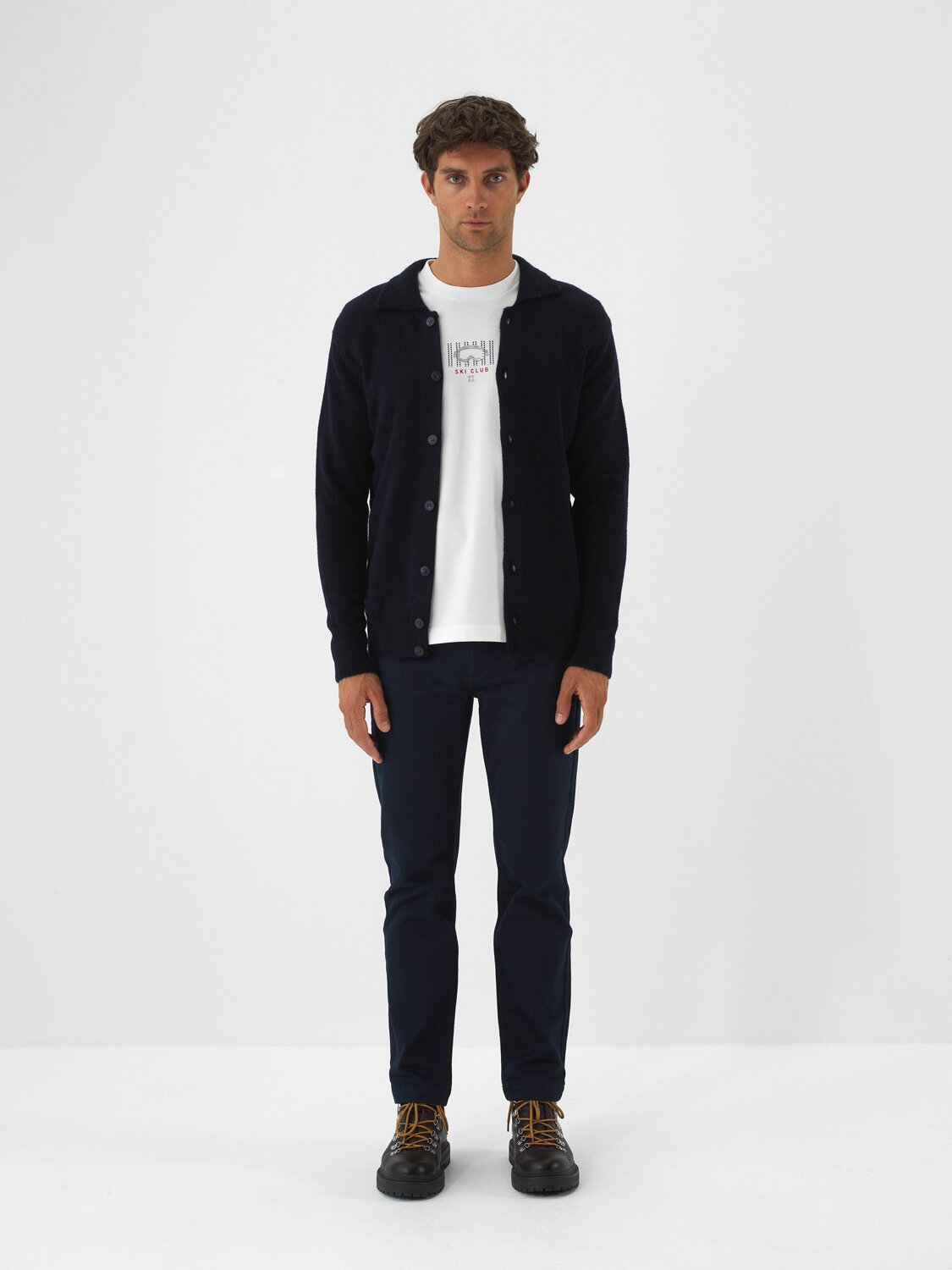 Navy Blue Soft Texture Regular Fit Cardigan - Xint