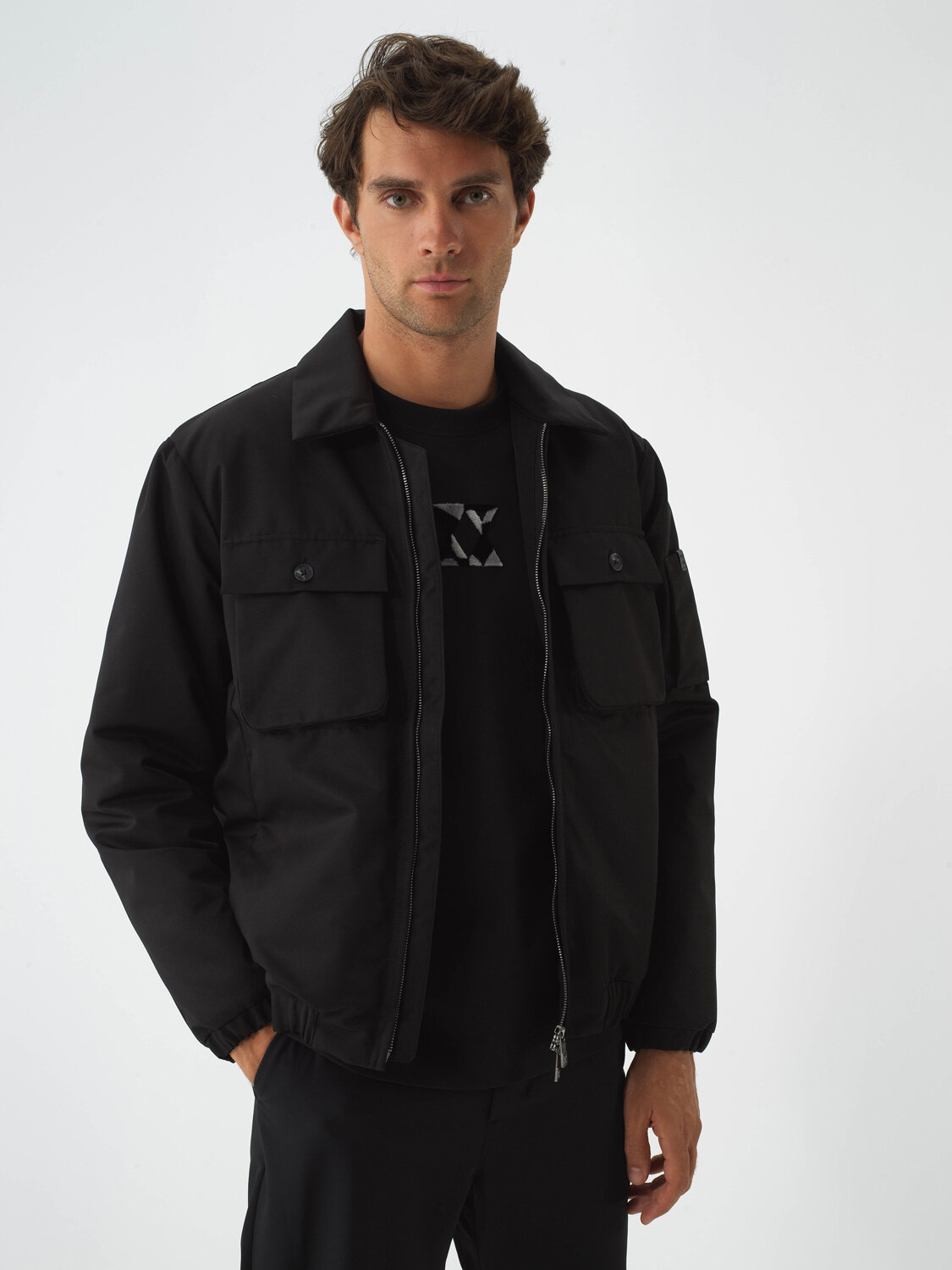 Black Regular Fit Coat That Maintains Its Form - Xint