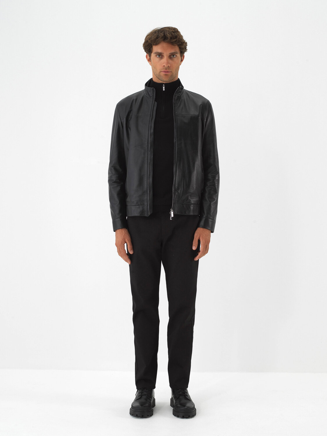 Black Genuine Leather Regular Fit Jacket - Xint