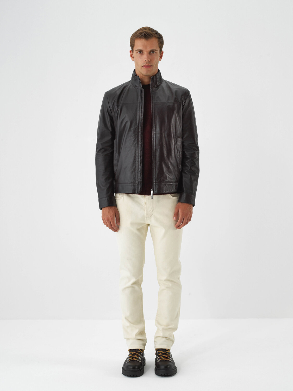 Brown Genuine Leather Regular Fit Jacket - Xint