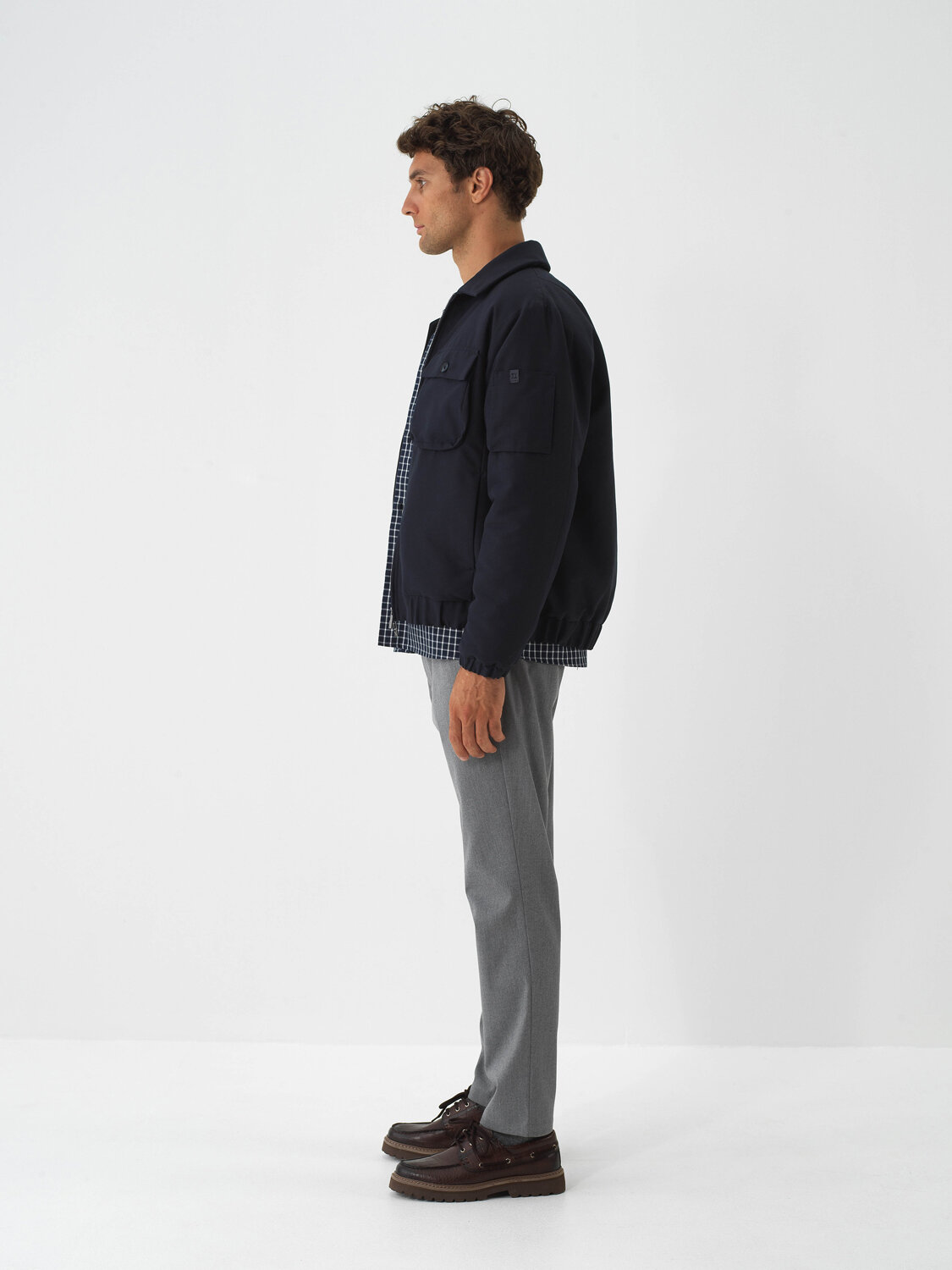Navy Blue Regular Fit Coat That Maintains Its Form - Xint
