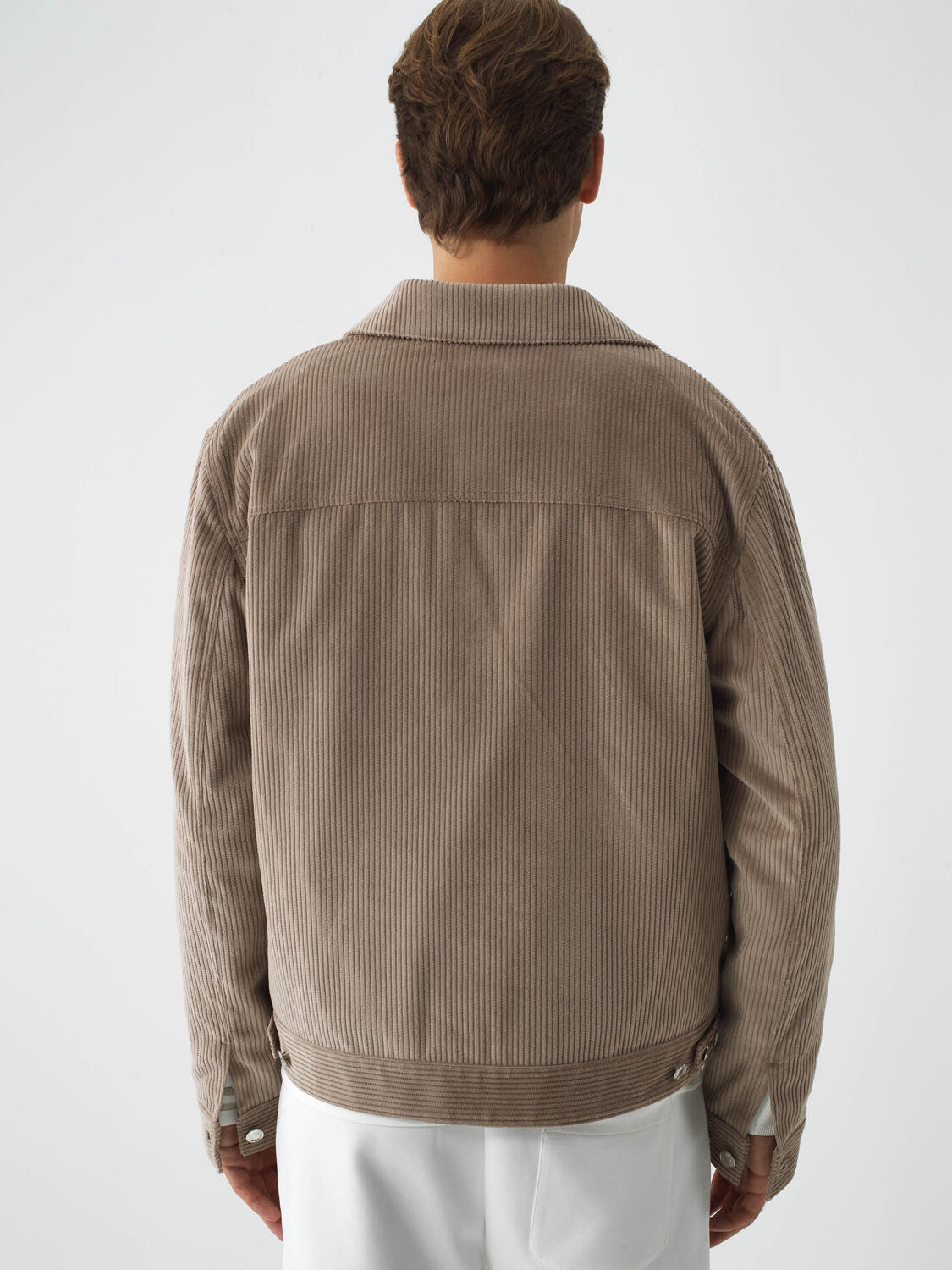 Beige Luxury Textured Soft Velvet Regular Fit Jacket - 4