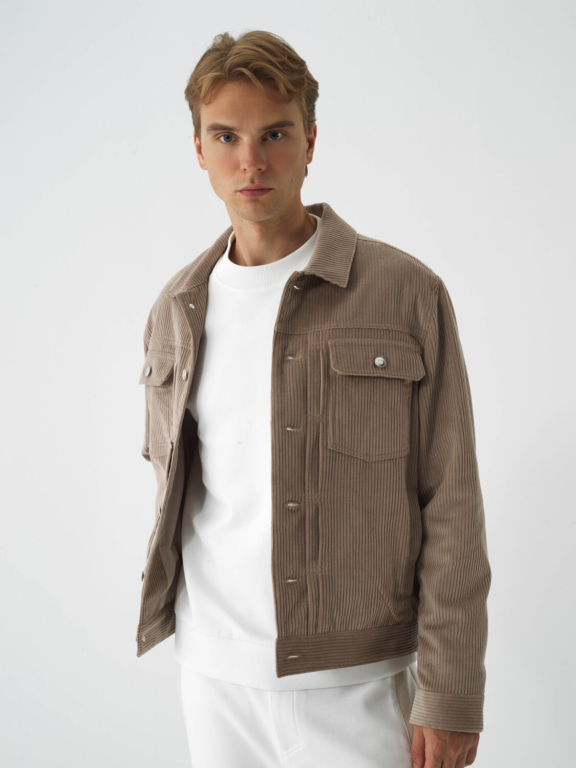 Beige Luxury Textured Soft Velvet Regular Fit Jacket - Xint