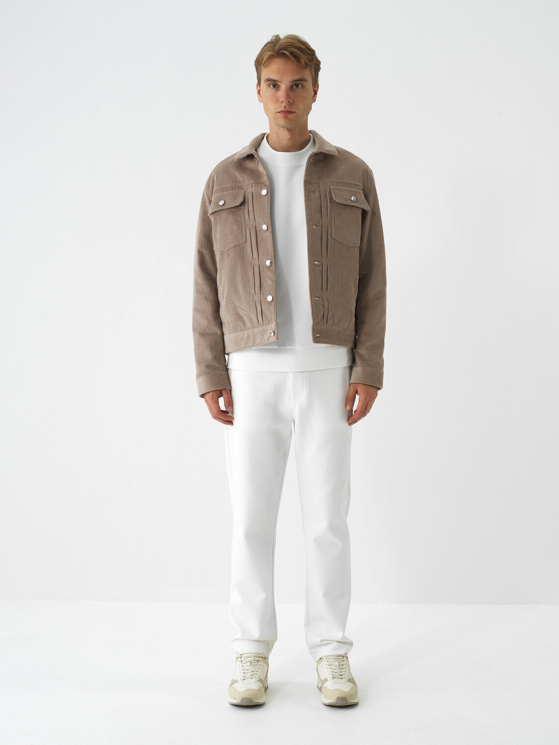 Beige Luxury Textured Soft Velvet Regular Fit Jacket - Xint