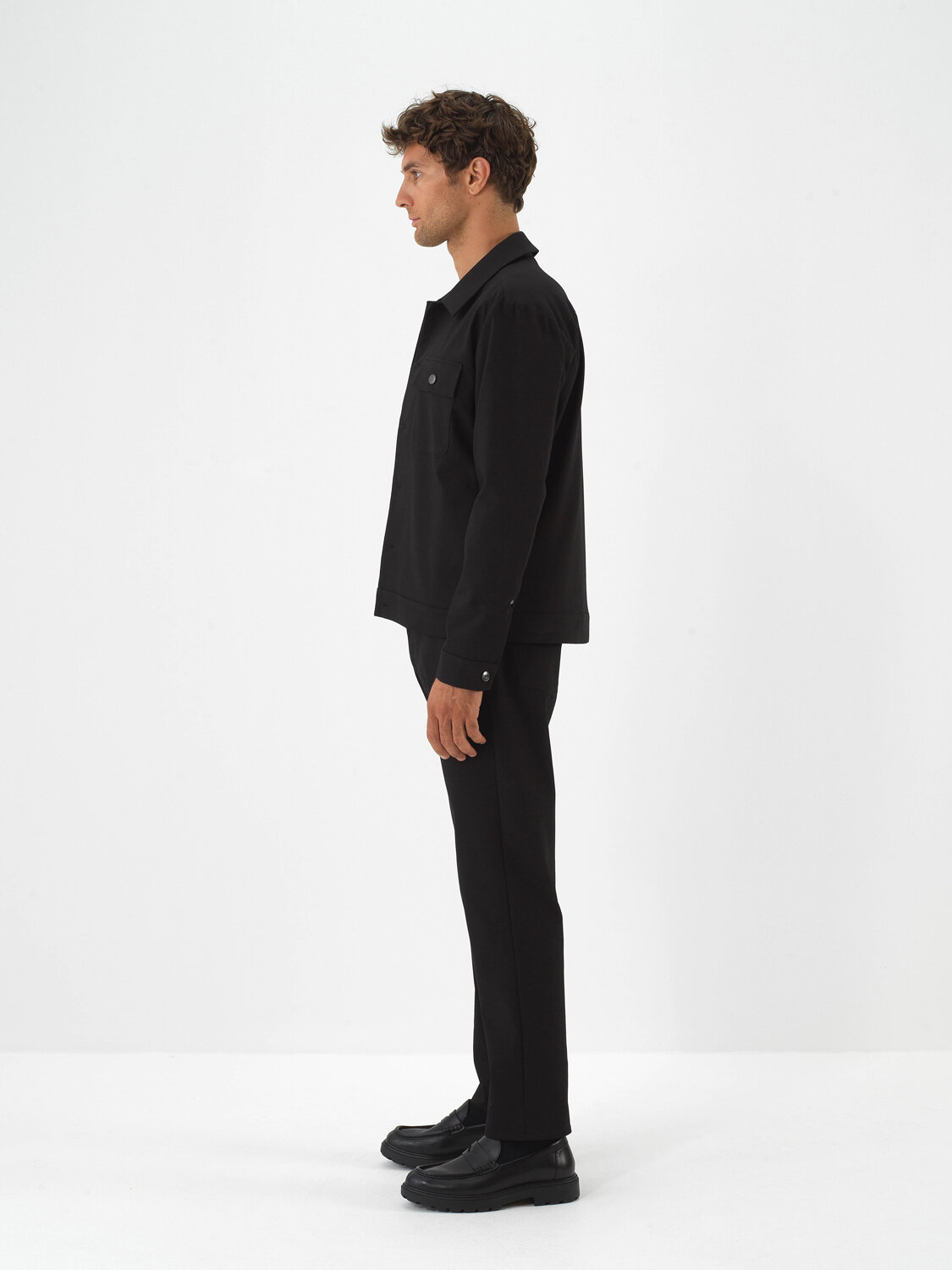 Black Cotton Textured Regular Fit Jacket - Xint