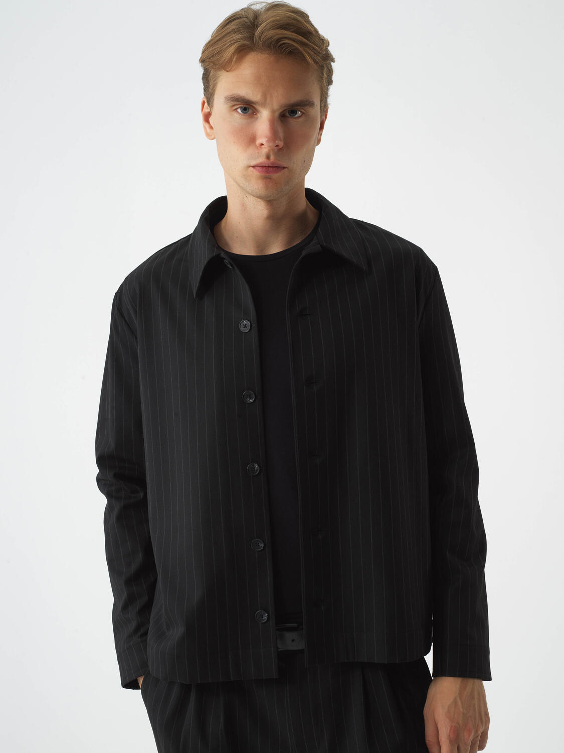 Black Flexible Textured Regular Fit Jacket