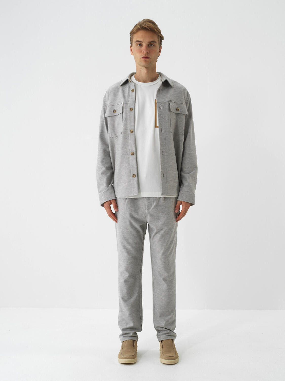 Beige Flexible Textured Regular Fit Jogger Pants - 2