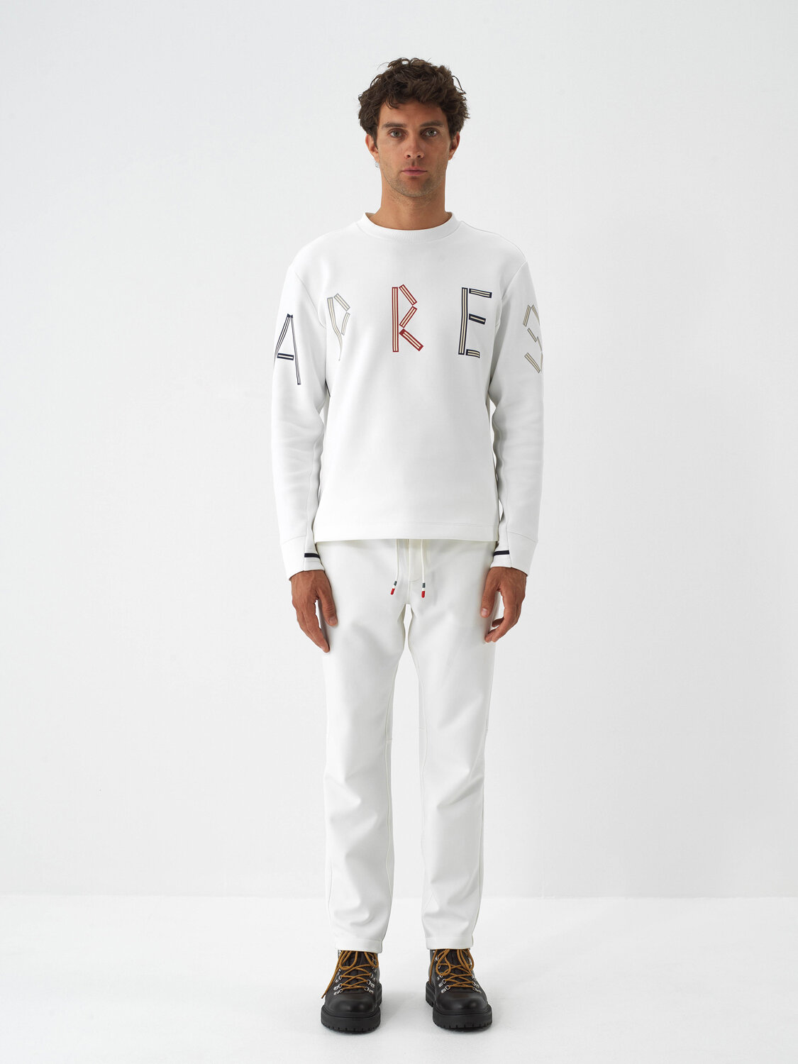 Ecru Flexible Textured Regular Fit Jogger Pants - Xint