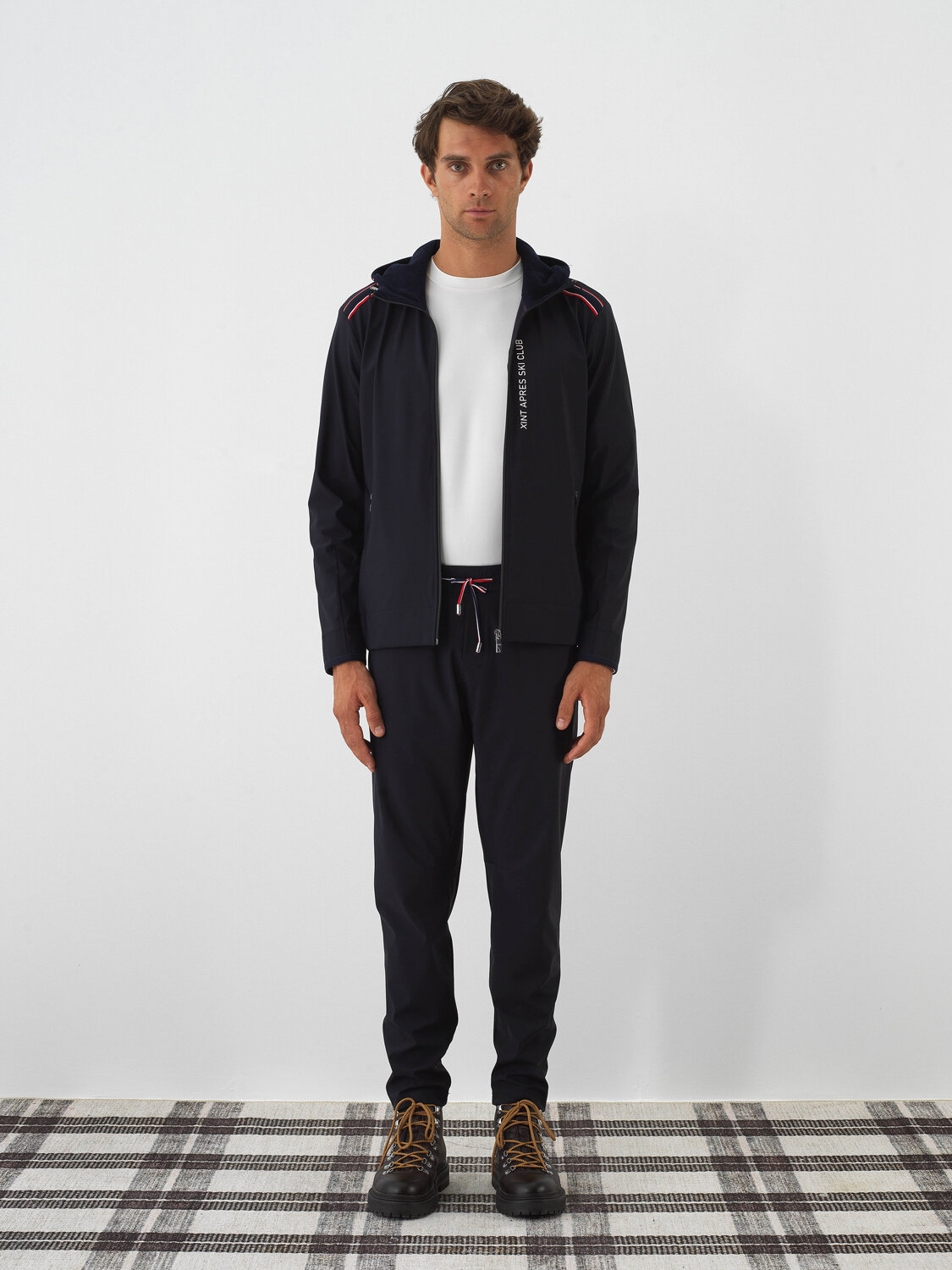 Navy Blue Flexible Textured Regular Fit Jogger Pants - Xint