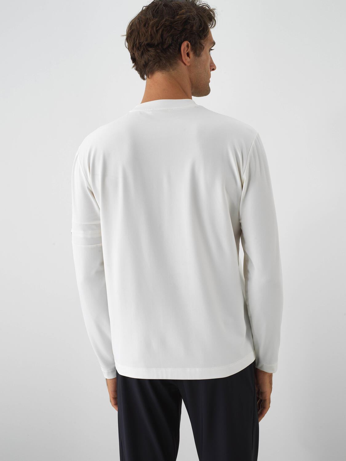 Ecru Flexible Textured Regular Fit Long Sleeve T-Shirt - 4