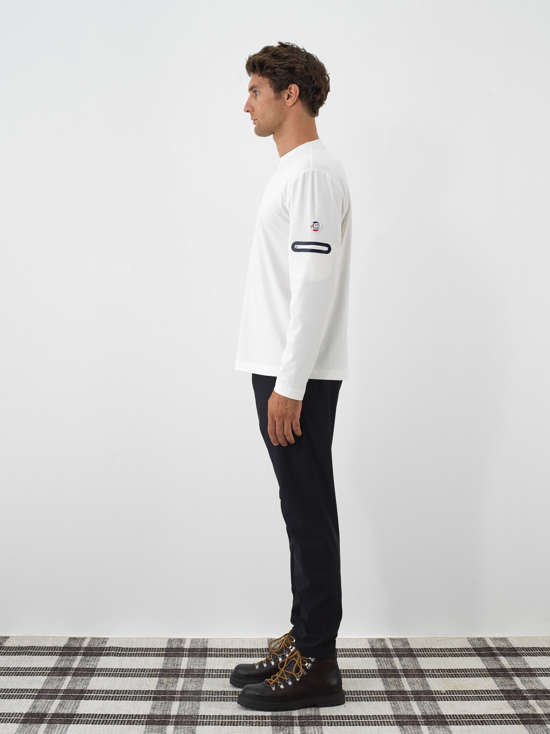 Ecru Flexible Textured Regular Fit Long Sleeve T-Shirt - Xint