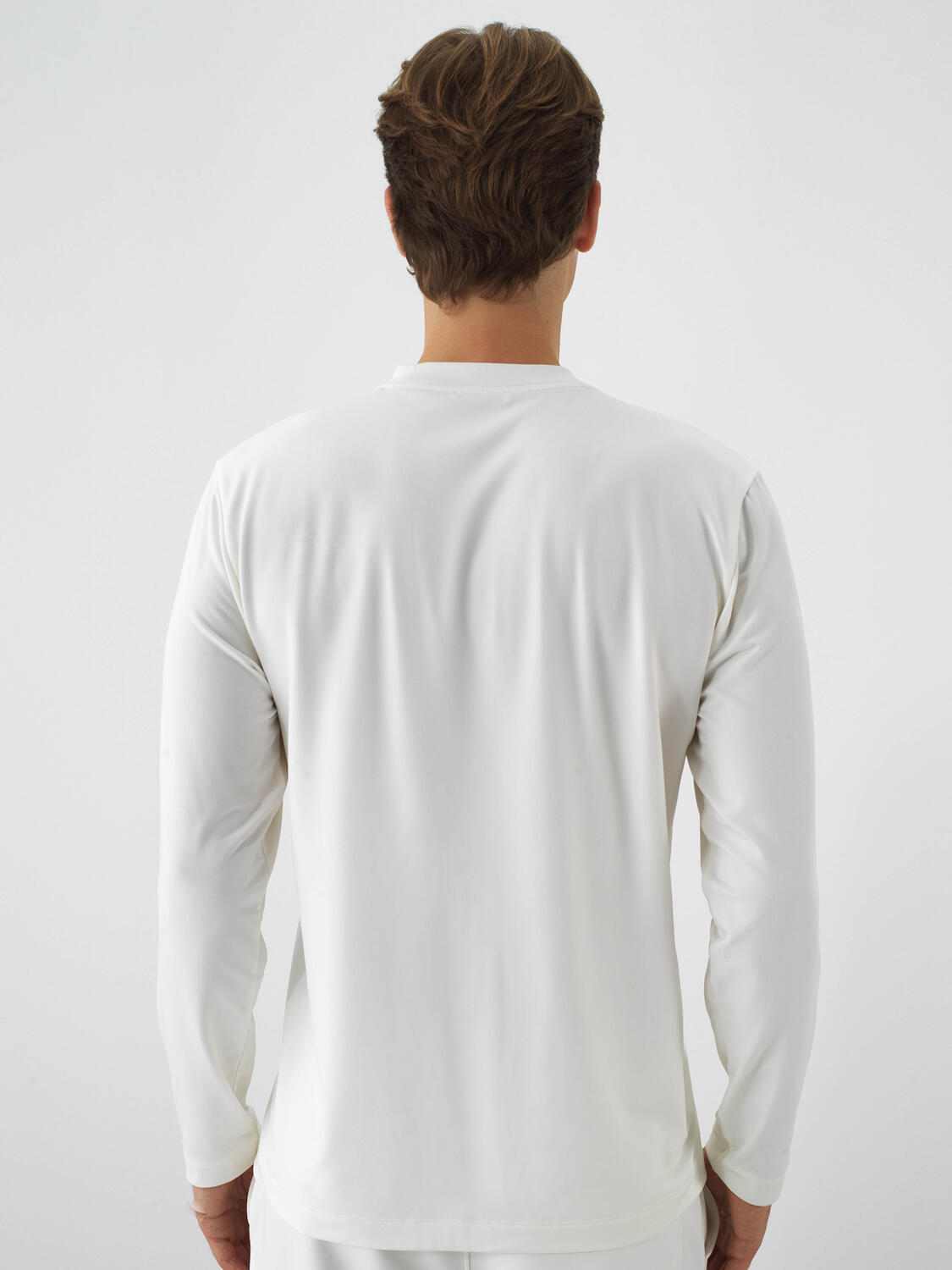 Ecru Flexible Textured Regular Fit Long Sleeve T-Shirt - 4