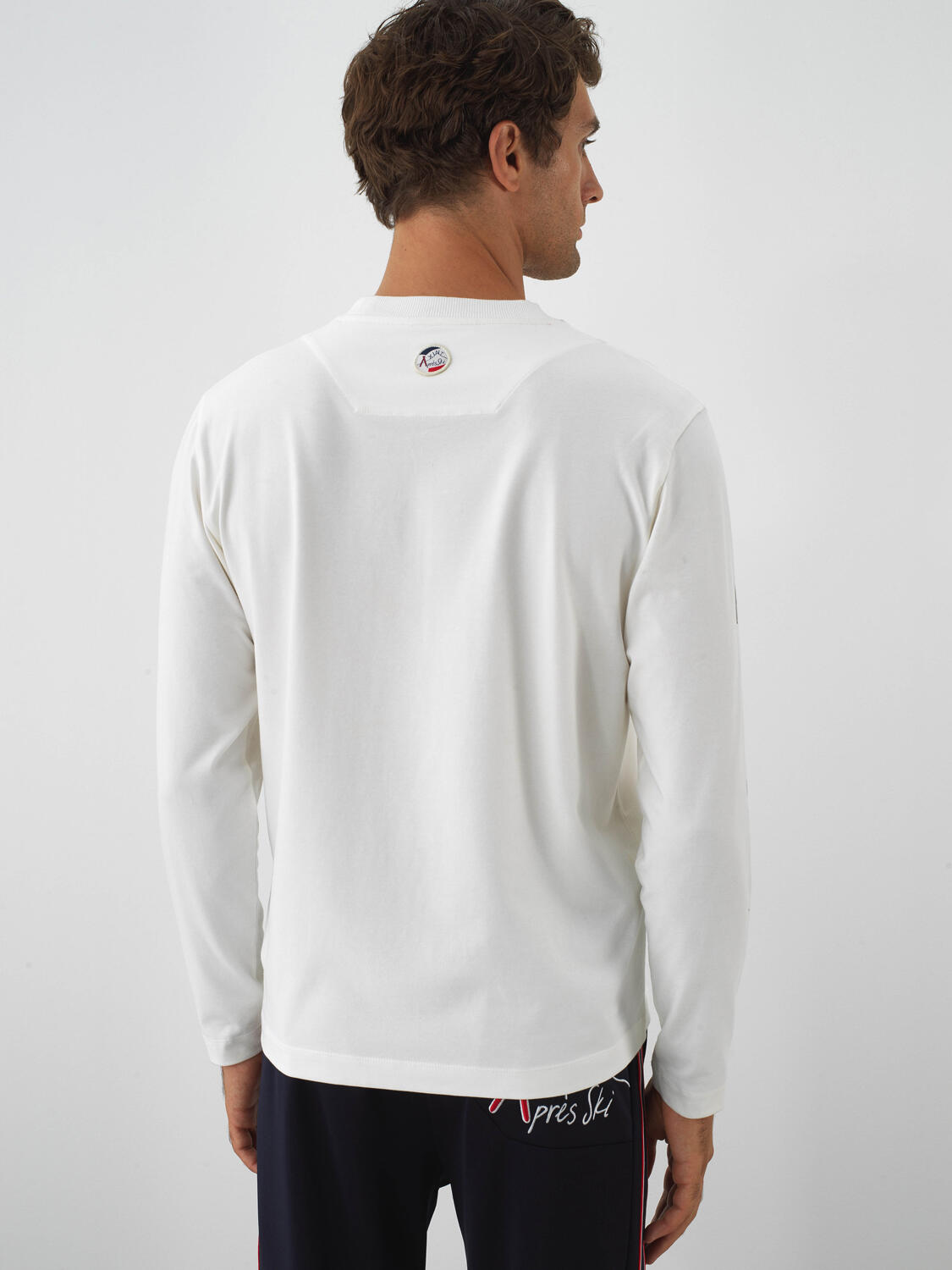 Ecru Cotton Textured Regular Fit Long Sleeve T-Shirt - 4