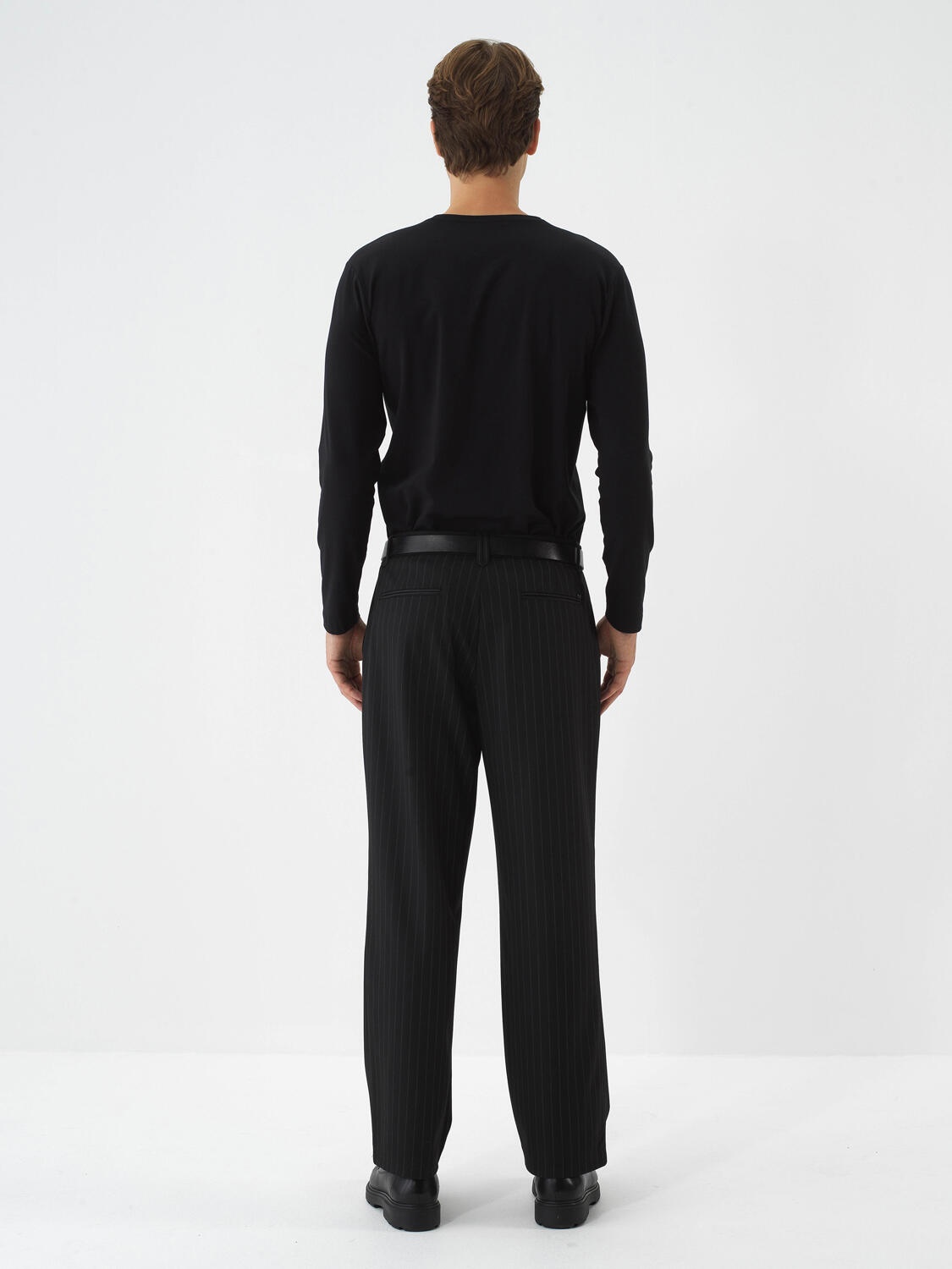 Black Modal Textured Slim Fit Long Sleeve T-Shirt - 5