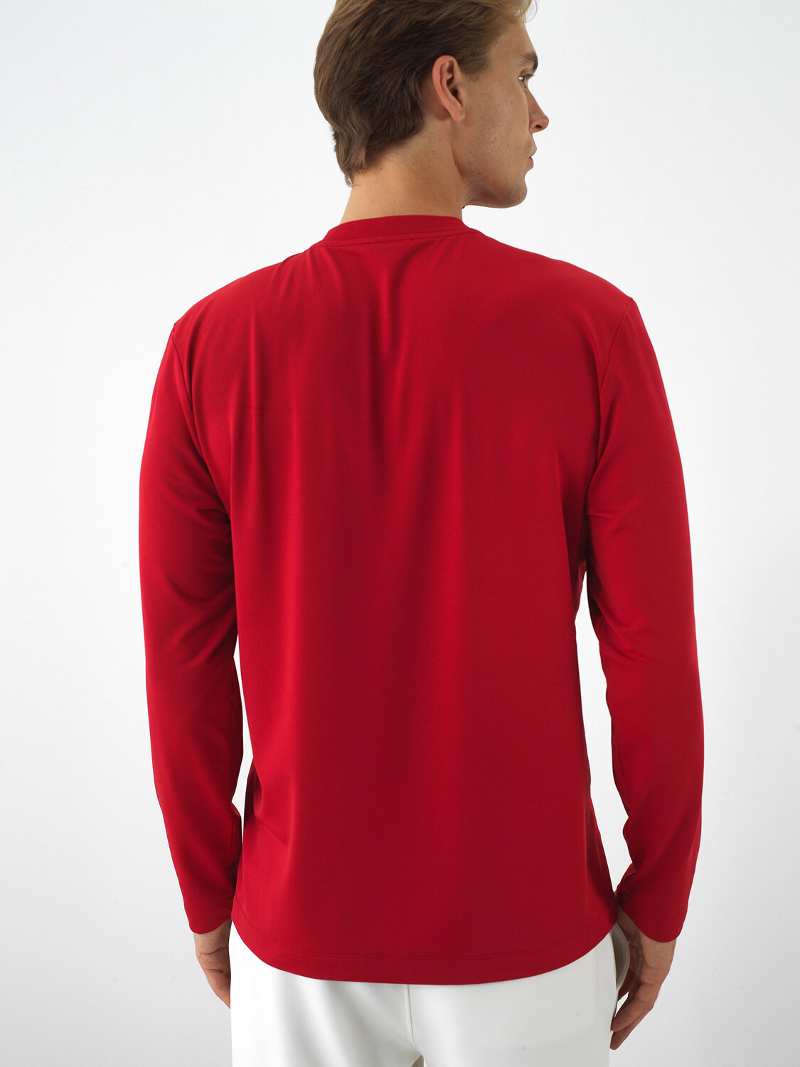 Red Flexible Textured Regular Fit Long Sleeve T-Shirt - Xint
