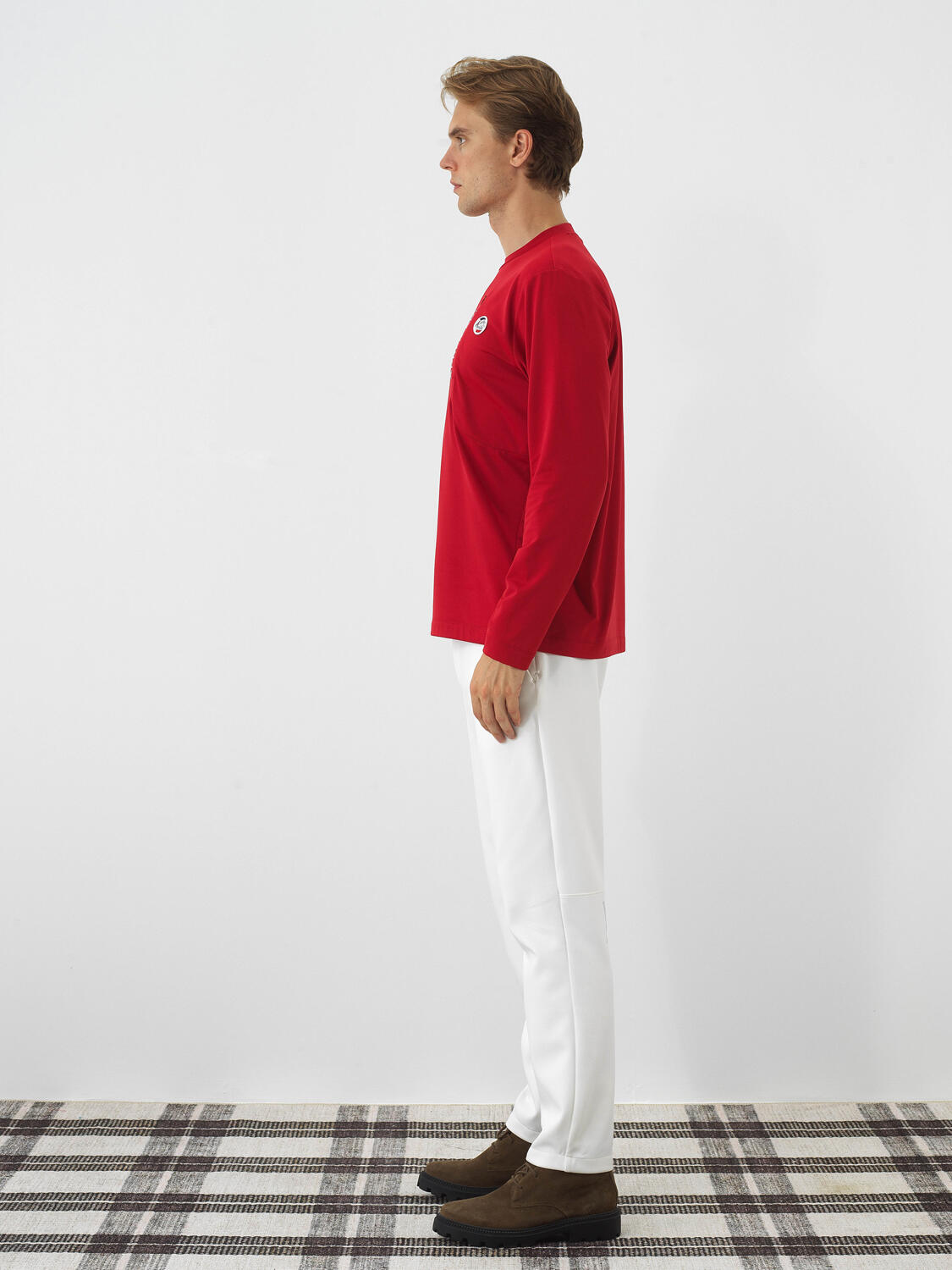 Red Flexible Textured Regular Fit Long Sleeve T-Shirt - 3