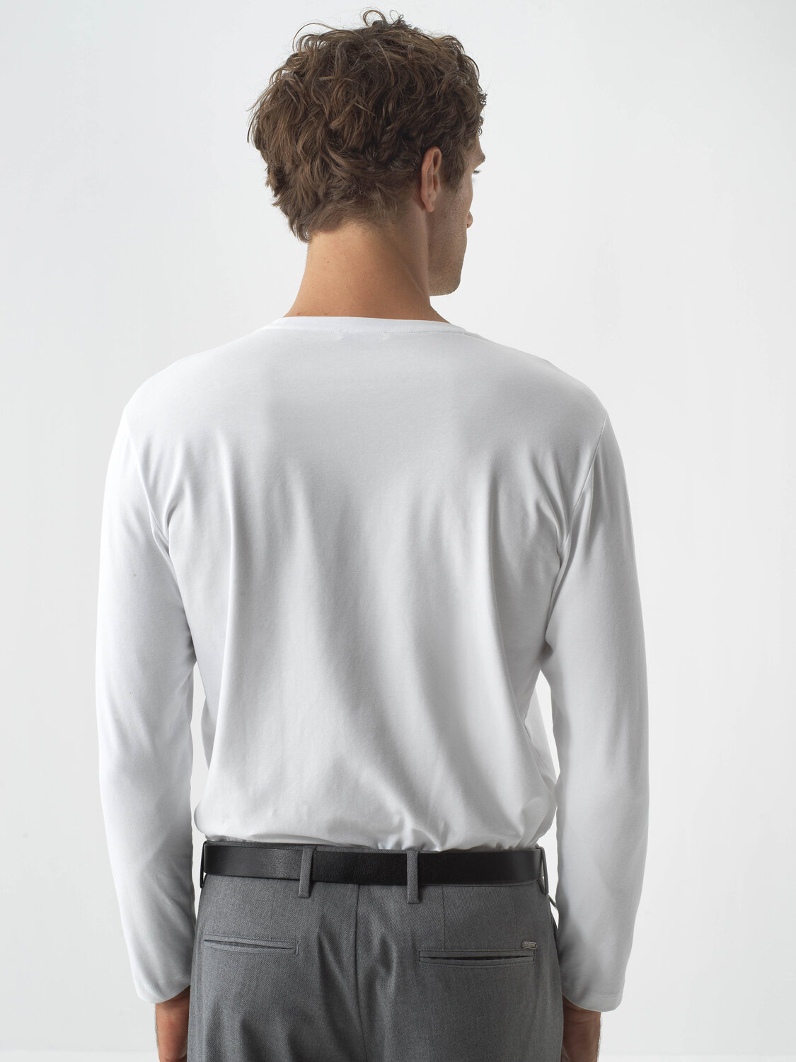 White Modal Textured Slim Fit Long Sleeve T-Shirt - Xint
