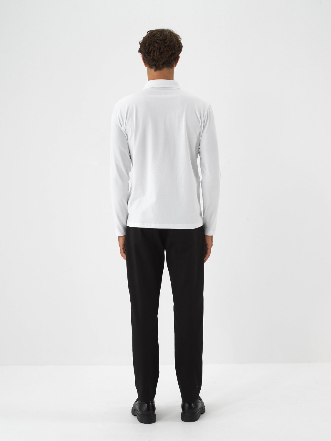 White Modal Textured Slim Fit Long Sleeve T-Shirt - Xint