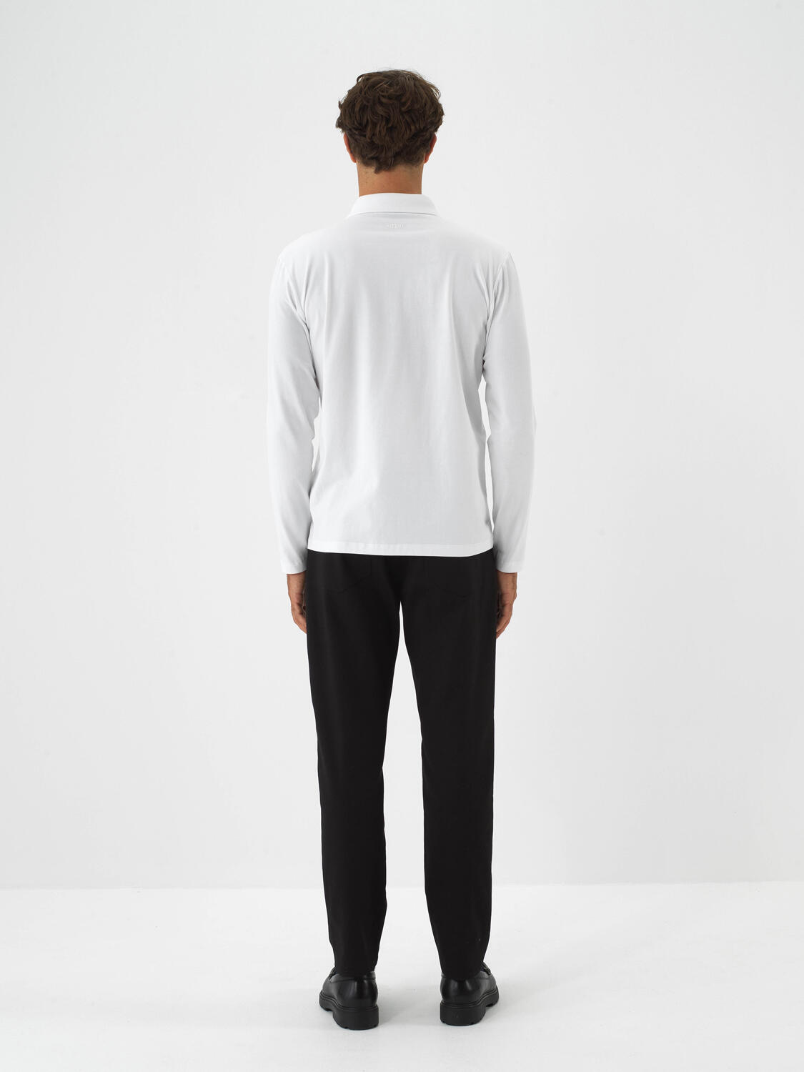 White Modal Textured Slim Fit Long Sleeve T-Shirt - 5