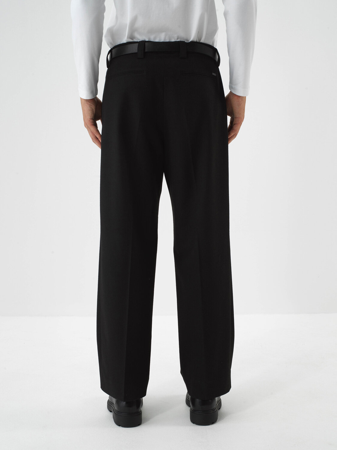 Black Flexible Textured Regular Fit Trousers - Xint
