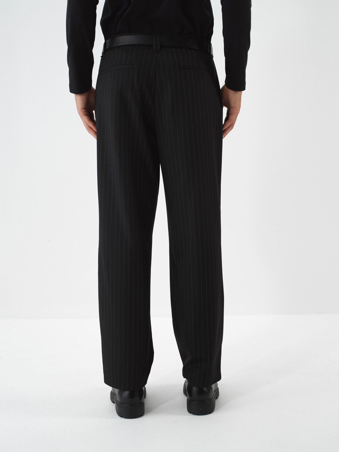 Black Flexible Textured Regular Fit Trousers - Xint