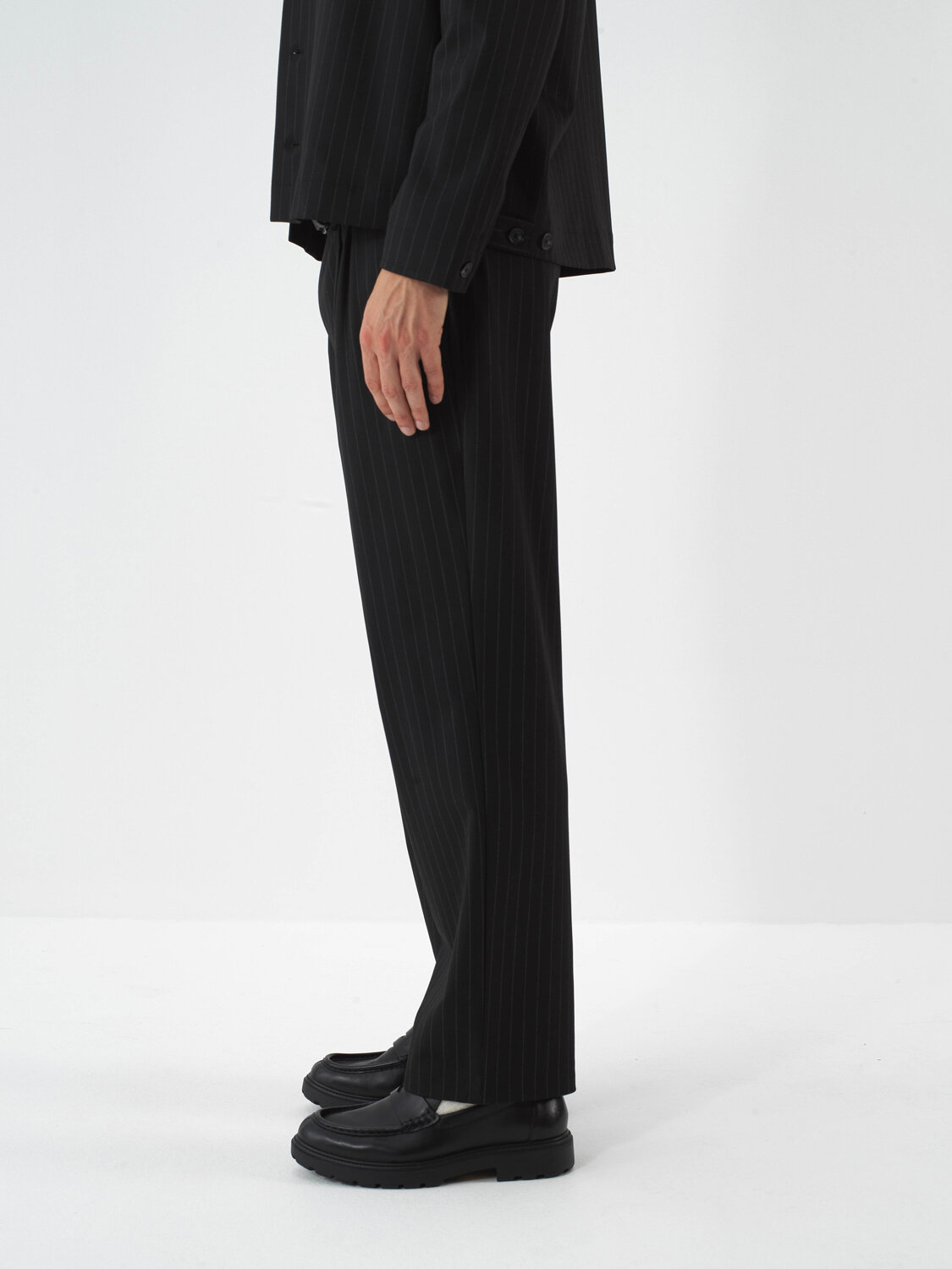 Black Flexible Textured Regular Fit Trousers - Xint