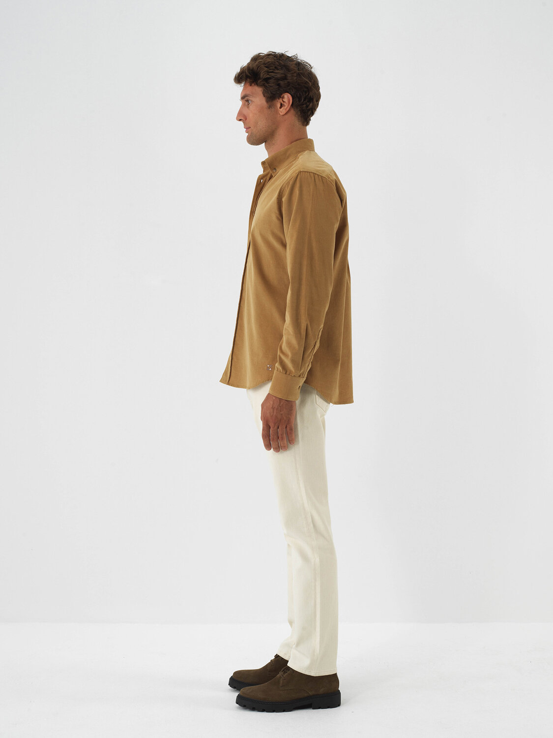 Camel Luxury Textured Soft Velvet Regular Fit Shirt - Xint