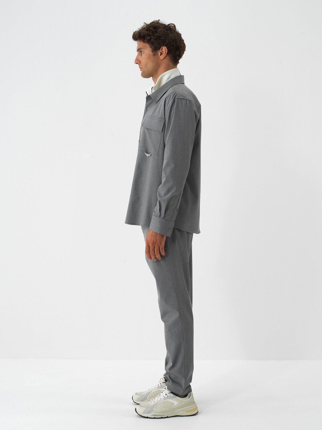 Grey Flexible Textured Regular Fit Shirt Jacket - Xint