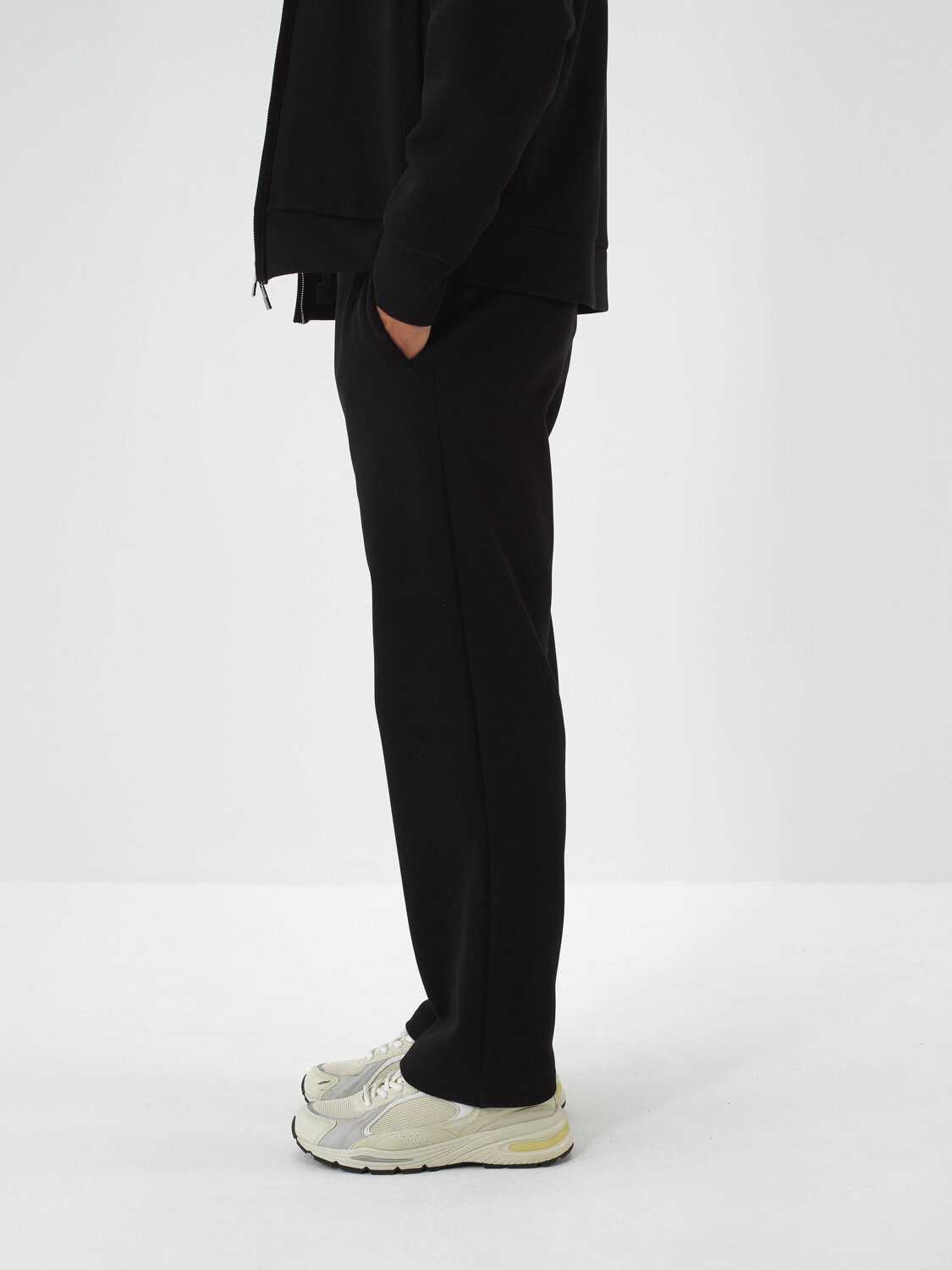 Black Cotton Textured Oversized Sweat Pants - Xint