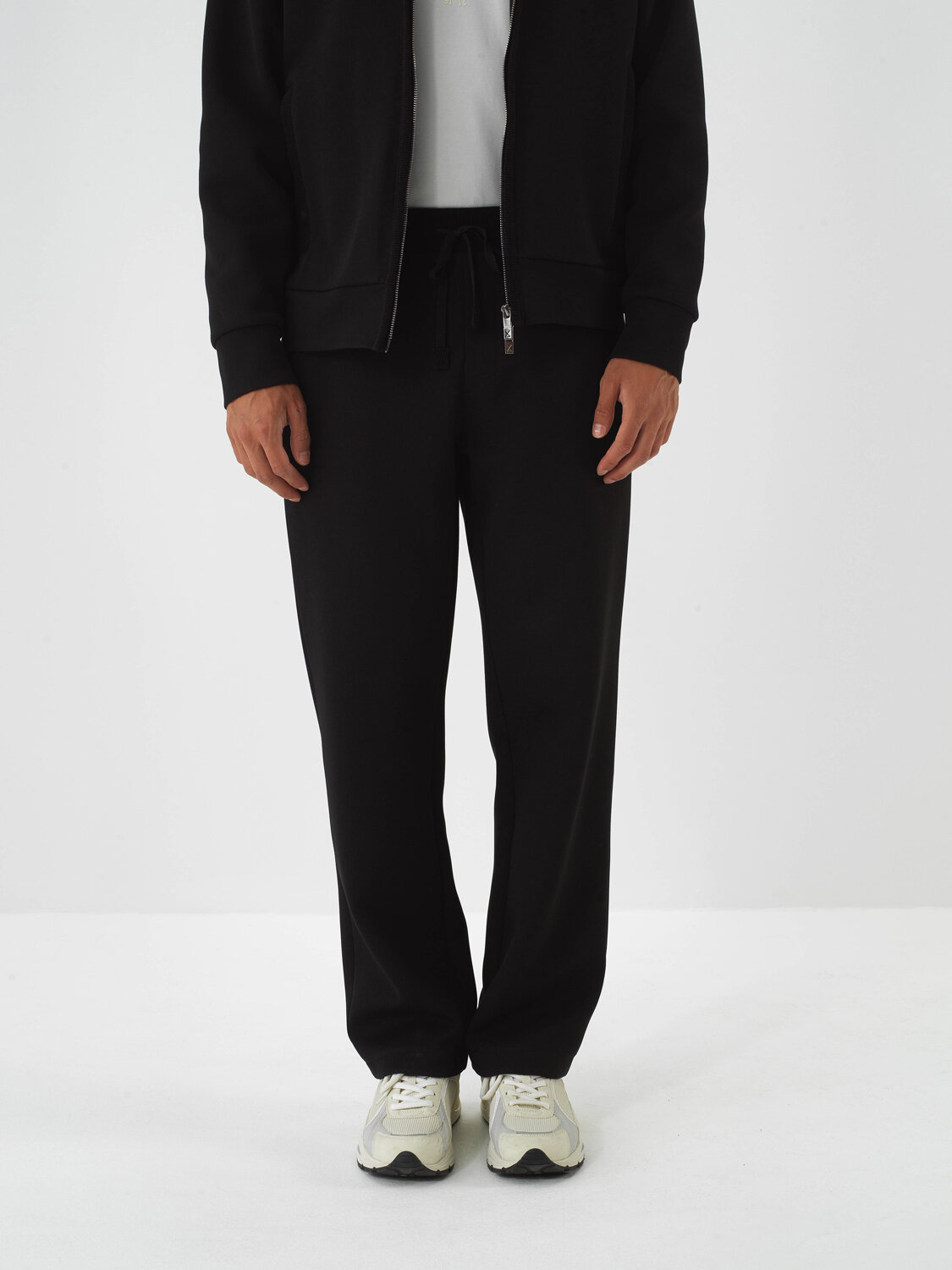 Black Cotton Textured Oversized Sweat Pants - Xint