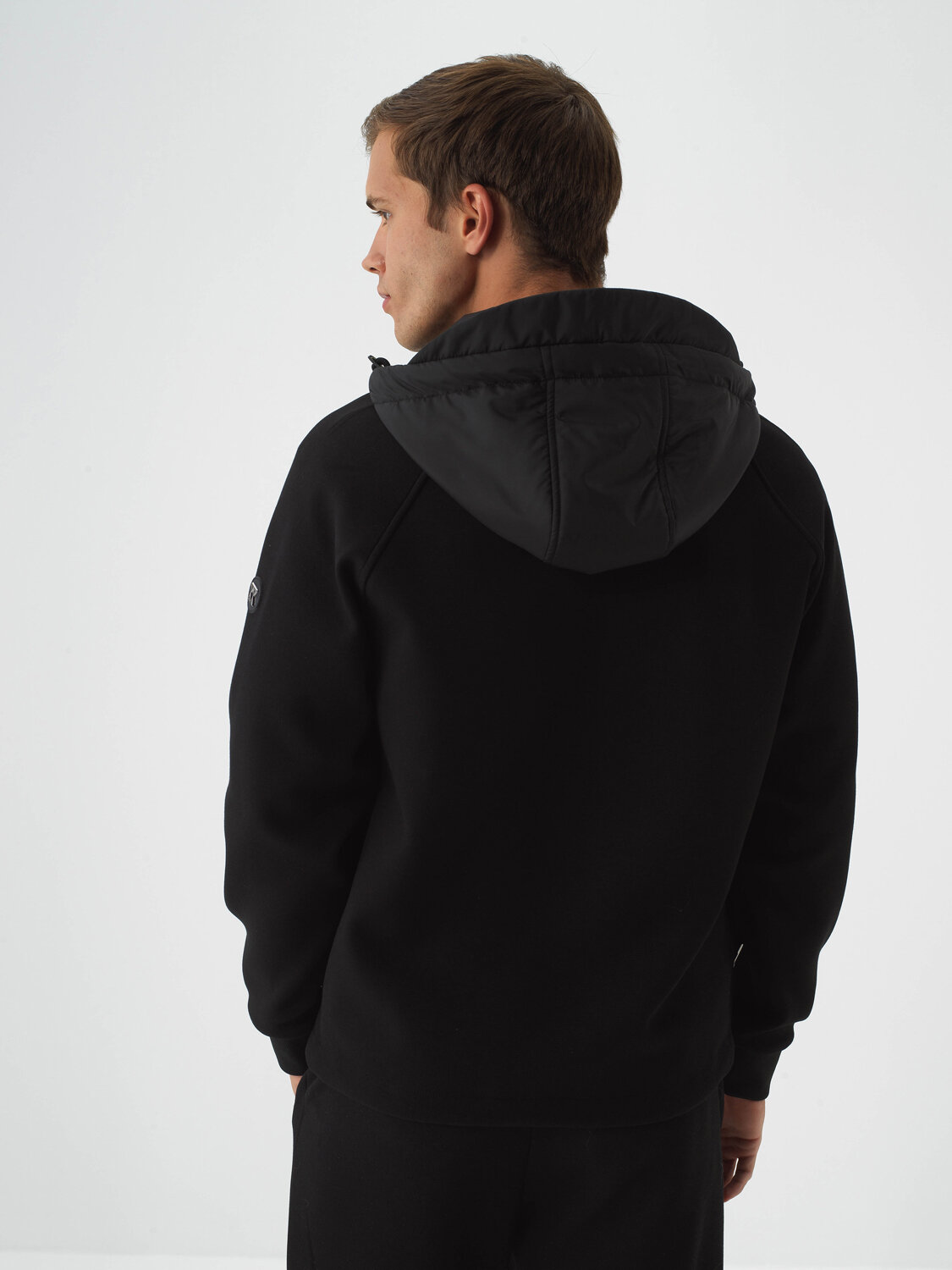 Black Cotton Textured Regular Fit Sweatpants - Xint