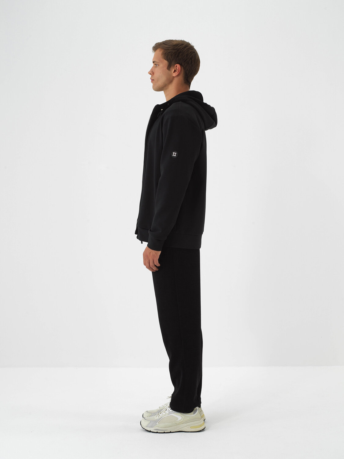 Black Cotton Textured Regular Fit Sweatpants - Xint