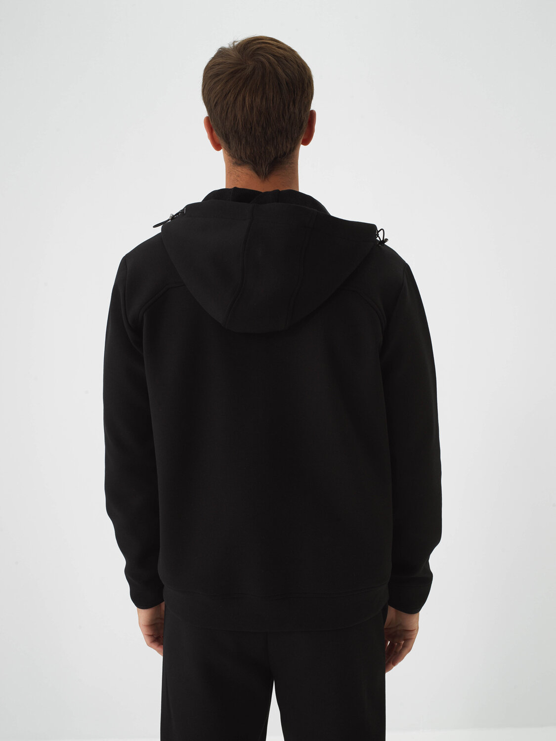 Black Cotton Textured Regular Fit Sweatpants - Xint