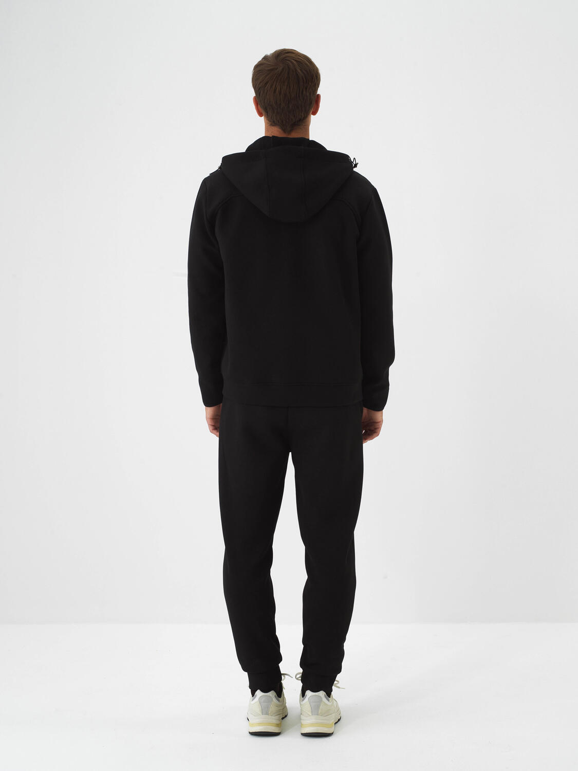 Black Cotton Textured Regular Fit Sweatpants - 5