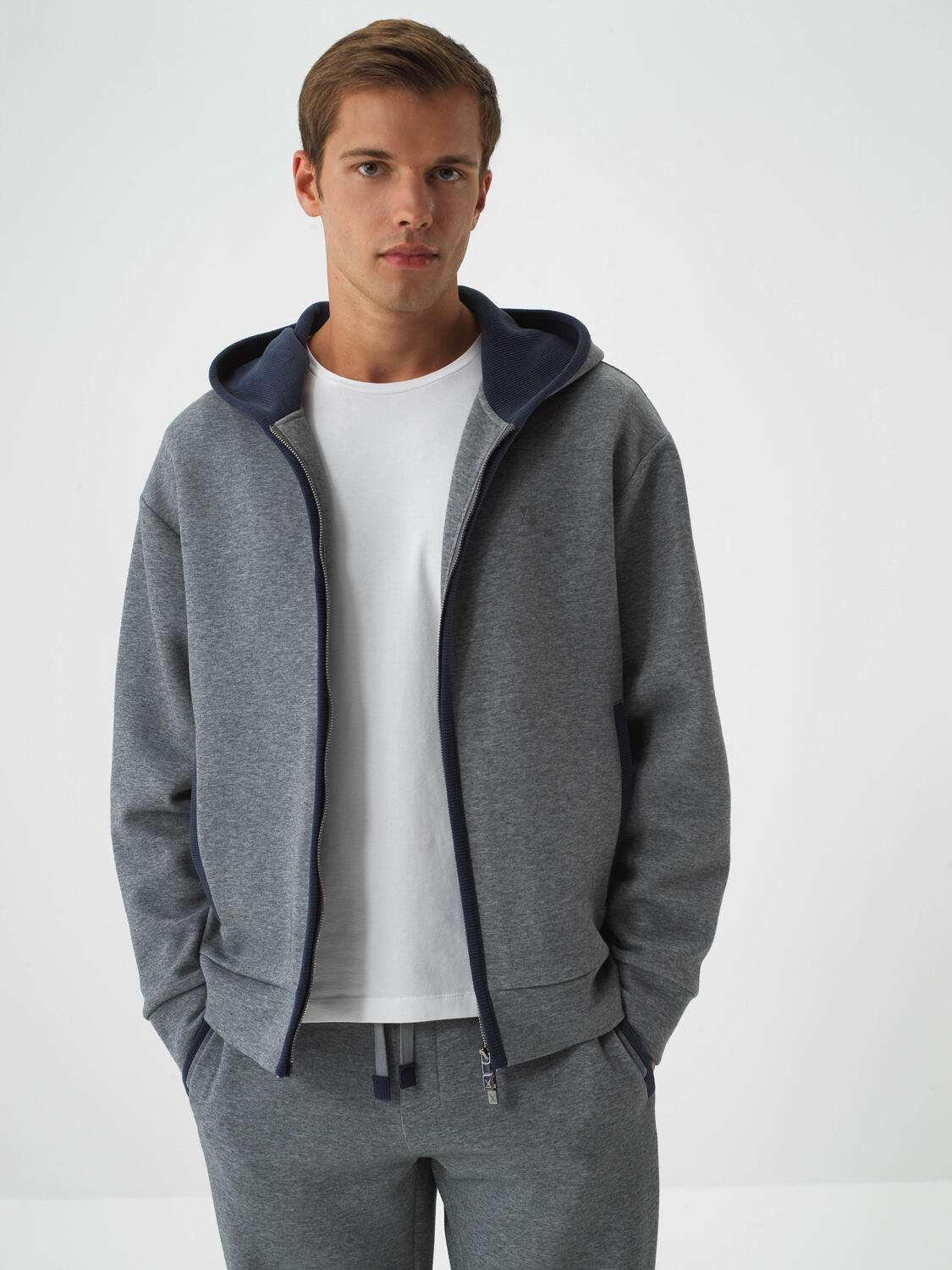 Gray Cotton Textured Oversized Sweatpants