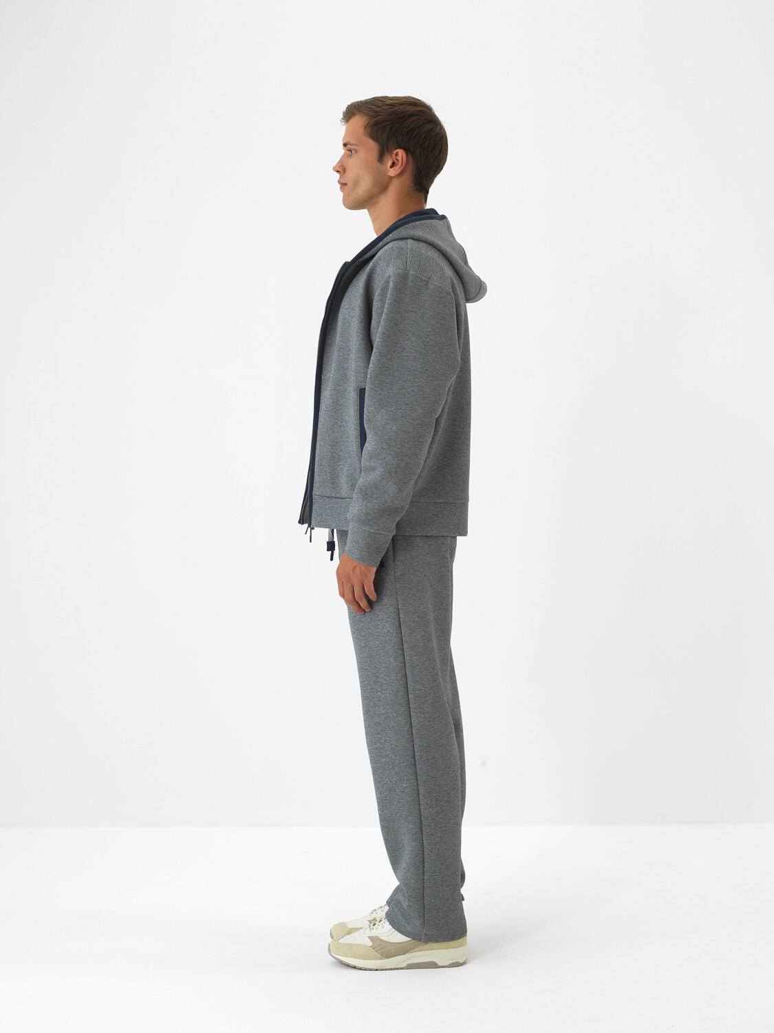 Gray Cotton Textured Oversized Sweatpants - 3