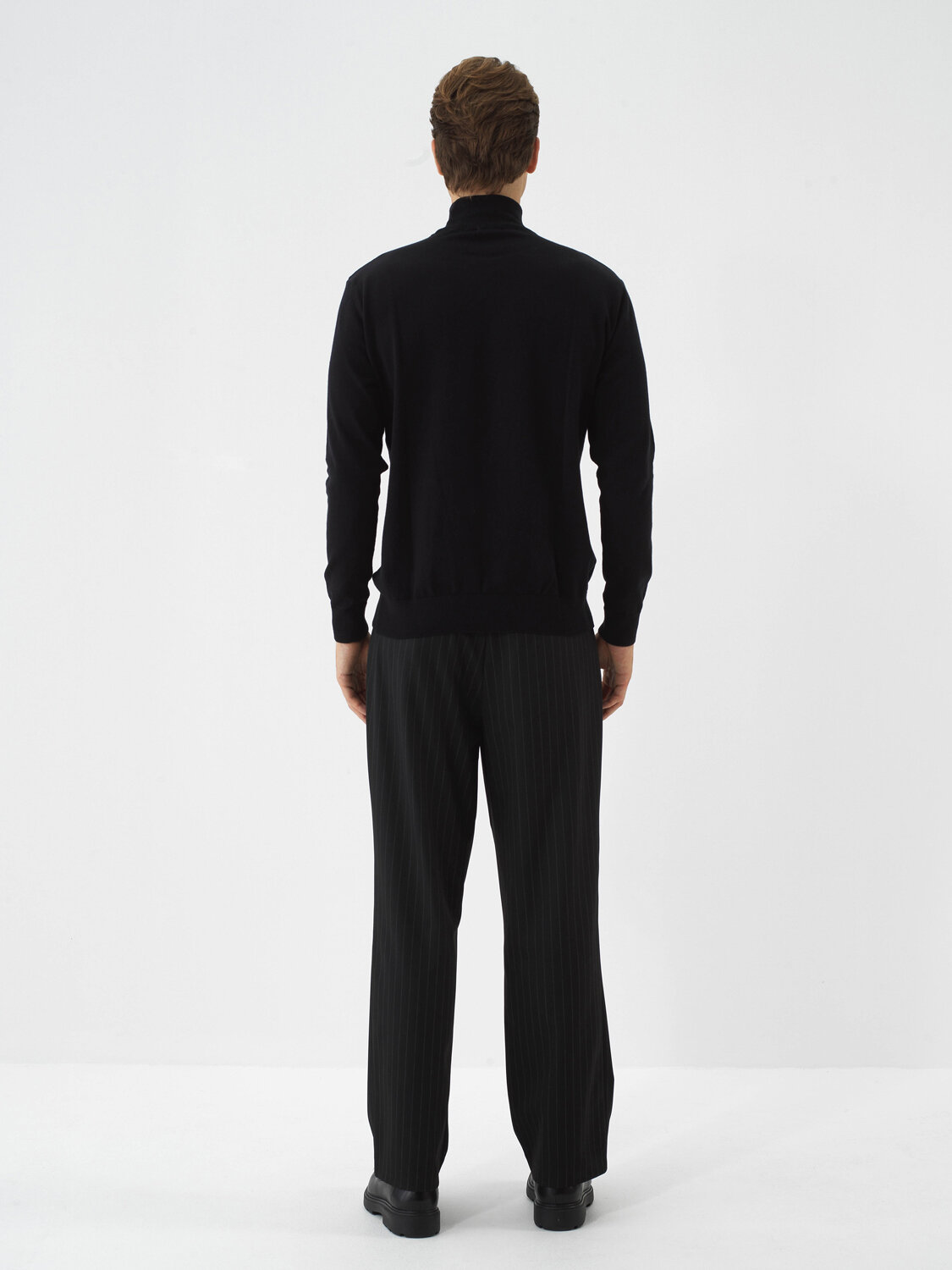 Black Cotton Textured Regular Fit Sweater - Xint